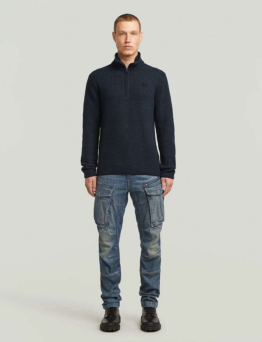 G-Star - Double collar half zip knit - half zip-tröjor - dk patriot blue - 4