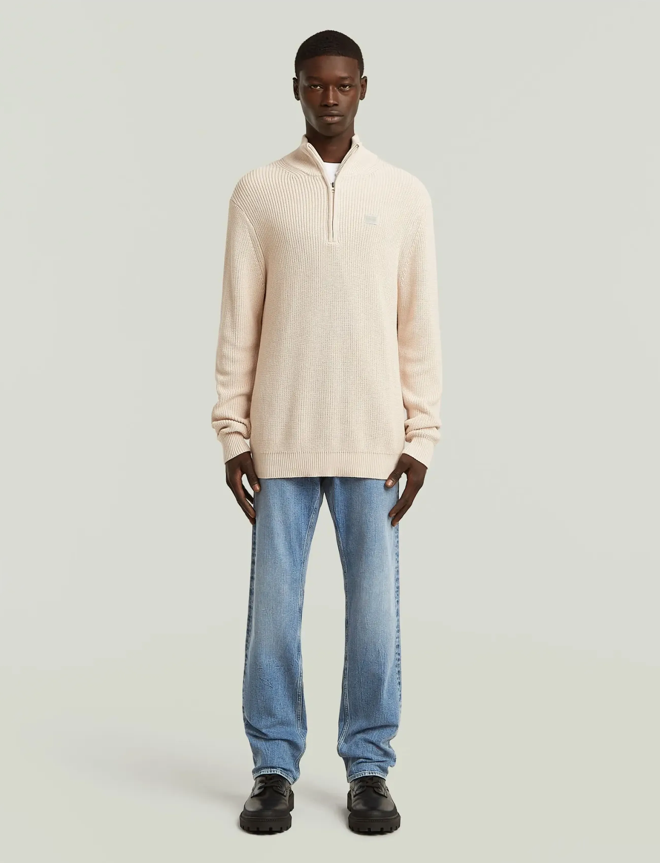 G-Star - Pullover half zip knit - tõmblukk-kaelusega džemprid - whitebait - 3