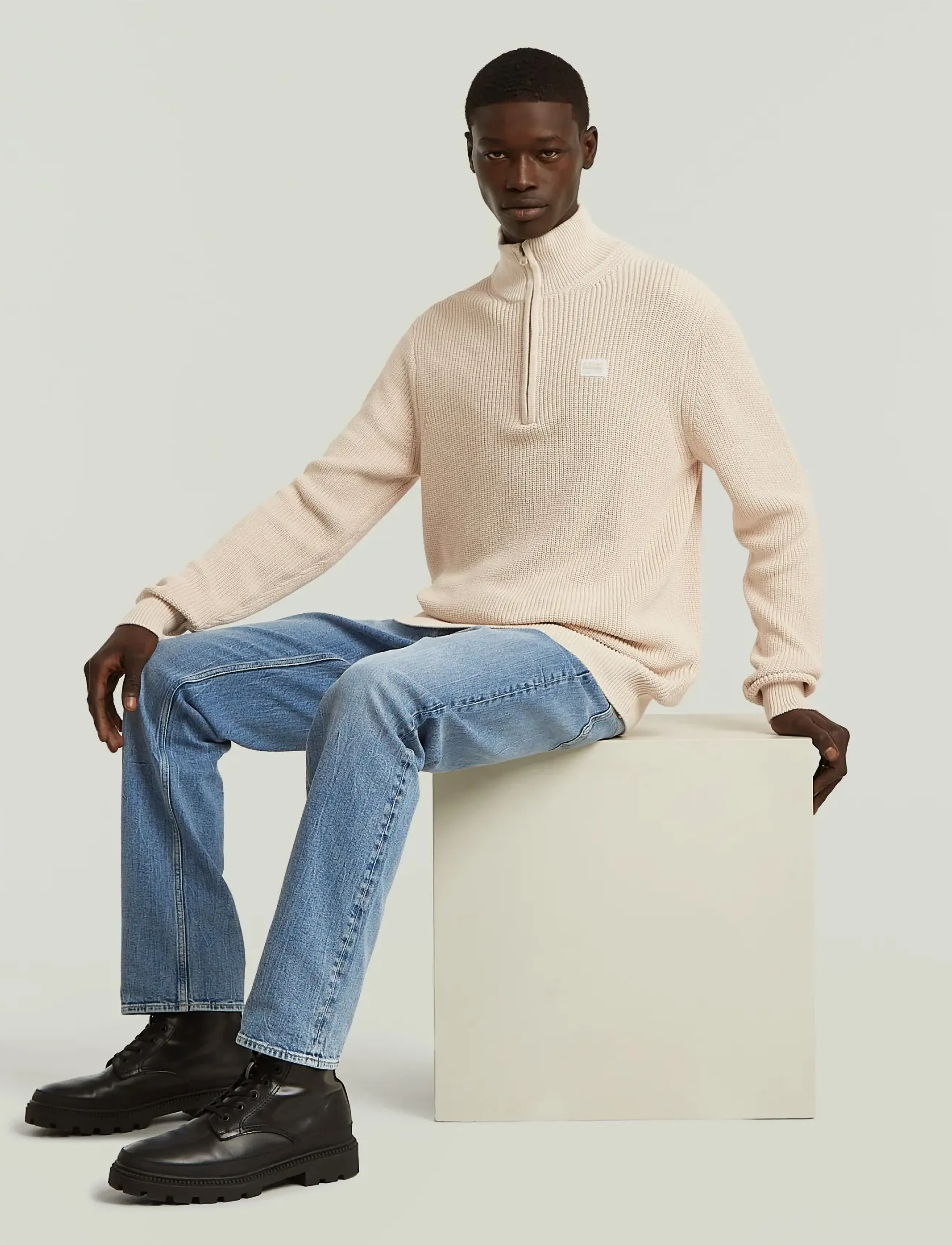 G-Star Pullover half zip knit - Tänavastiil - WHITEBAIT / cream
