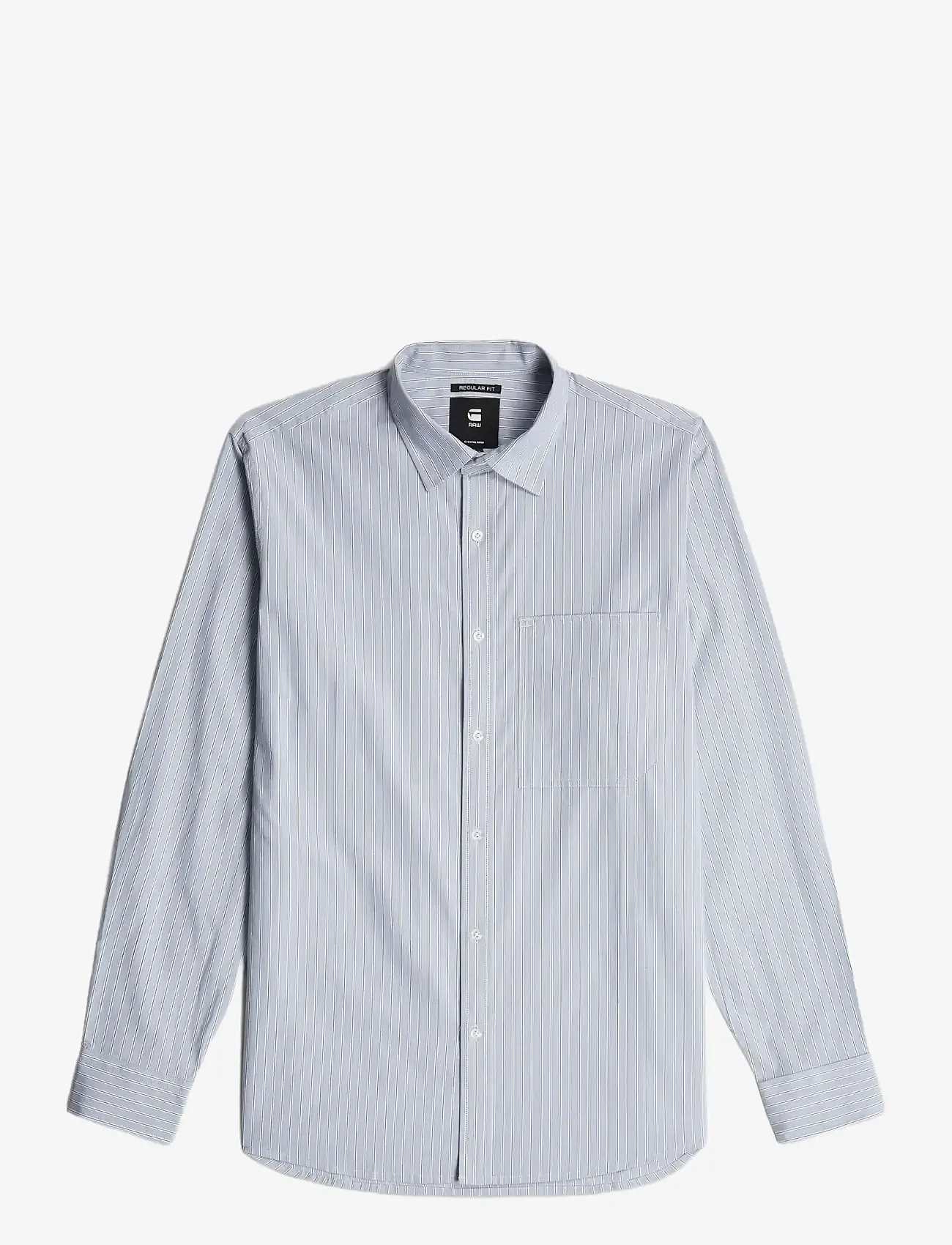 G-Star - One Pkt Regular Shirt l\s - casual skjorter - ash blue micro stripe - 1