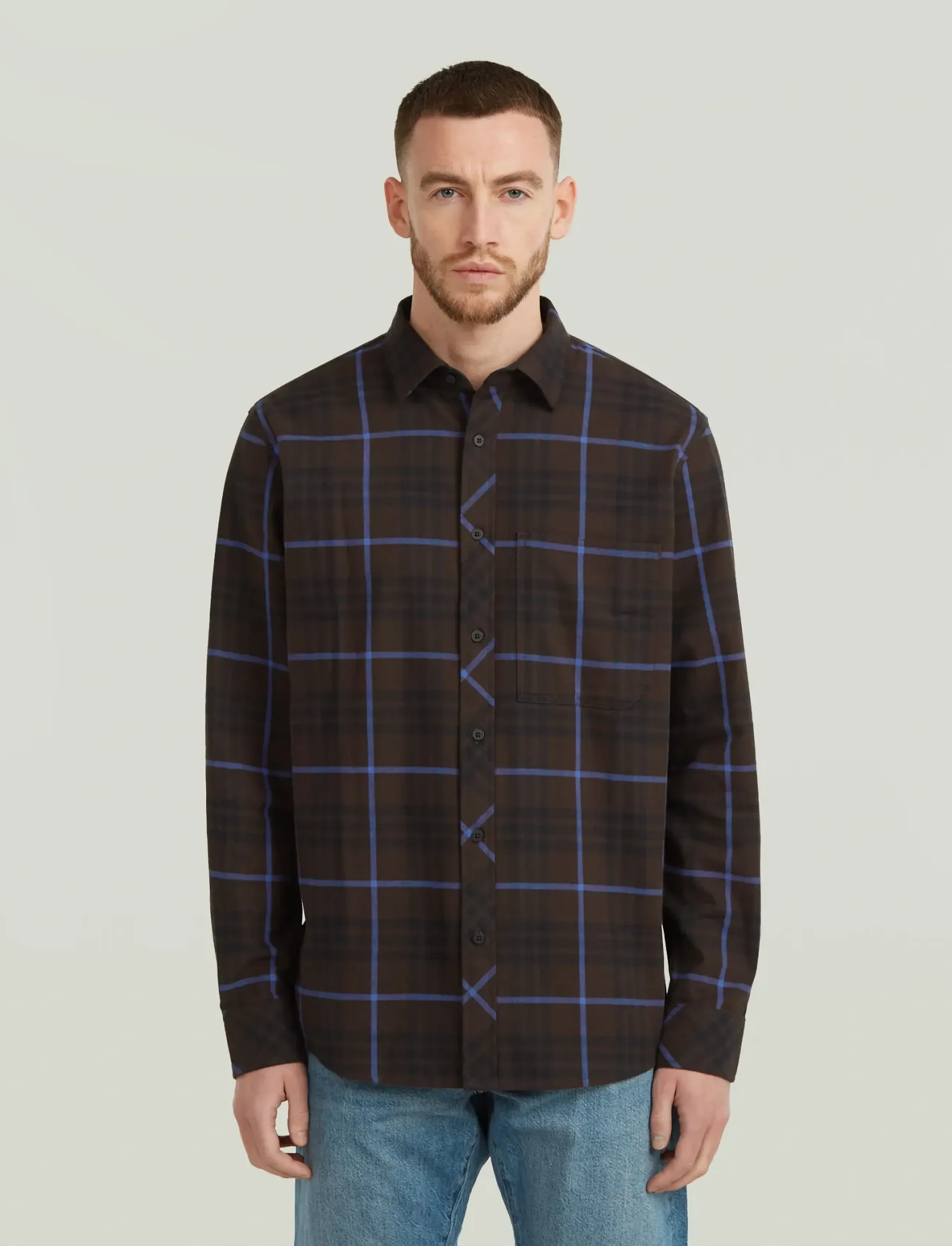 G-Star One Pkt Regular Shirt L\S, S, Shirts, Braun - Casual Männerswear