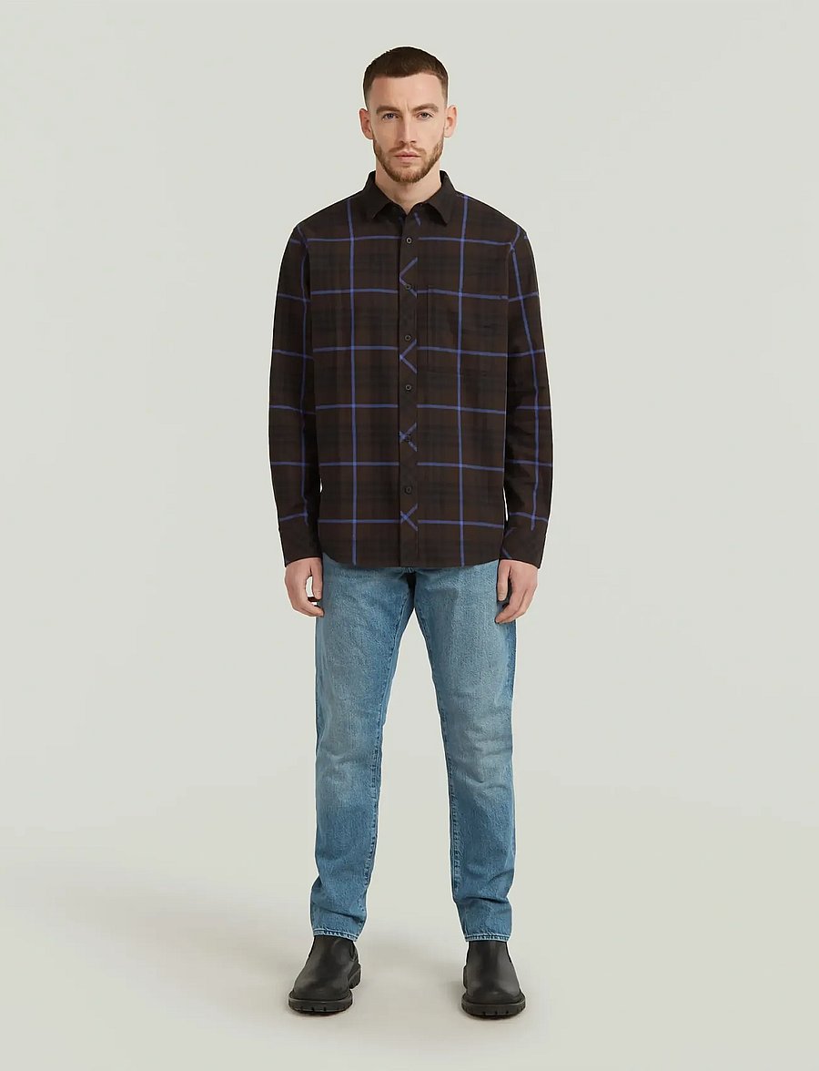 G-Star - One Pkt Regular Shirt l\s - casual skjorter - ganache varsity check - 4