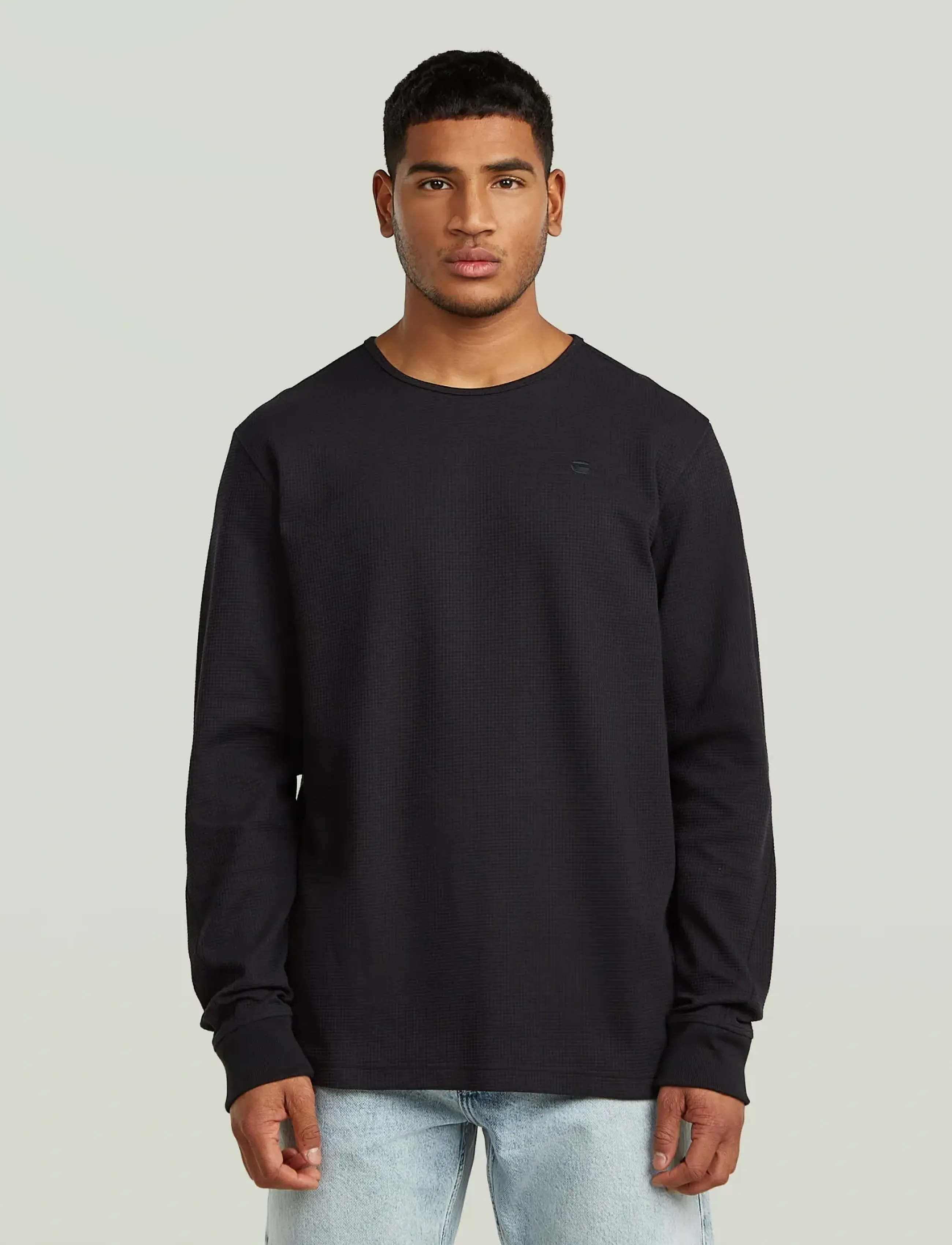 G-Star Structured tweeter r t l\s - T-shirts - DK BLACK / black