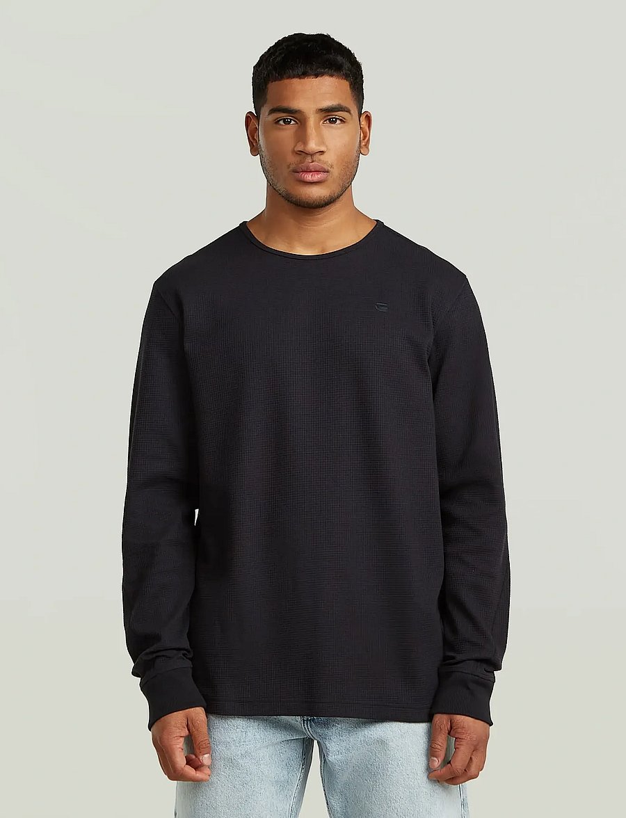 G-Star - Structured tweeter r t l\s - langærmede t-shirts - dk black - 0