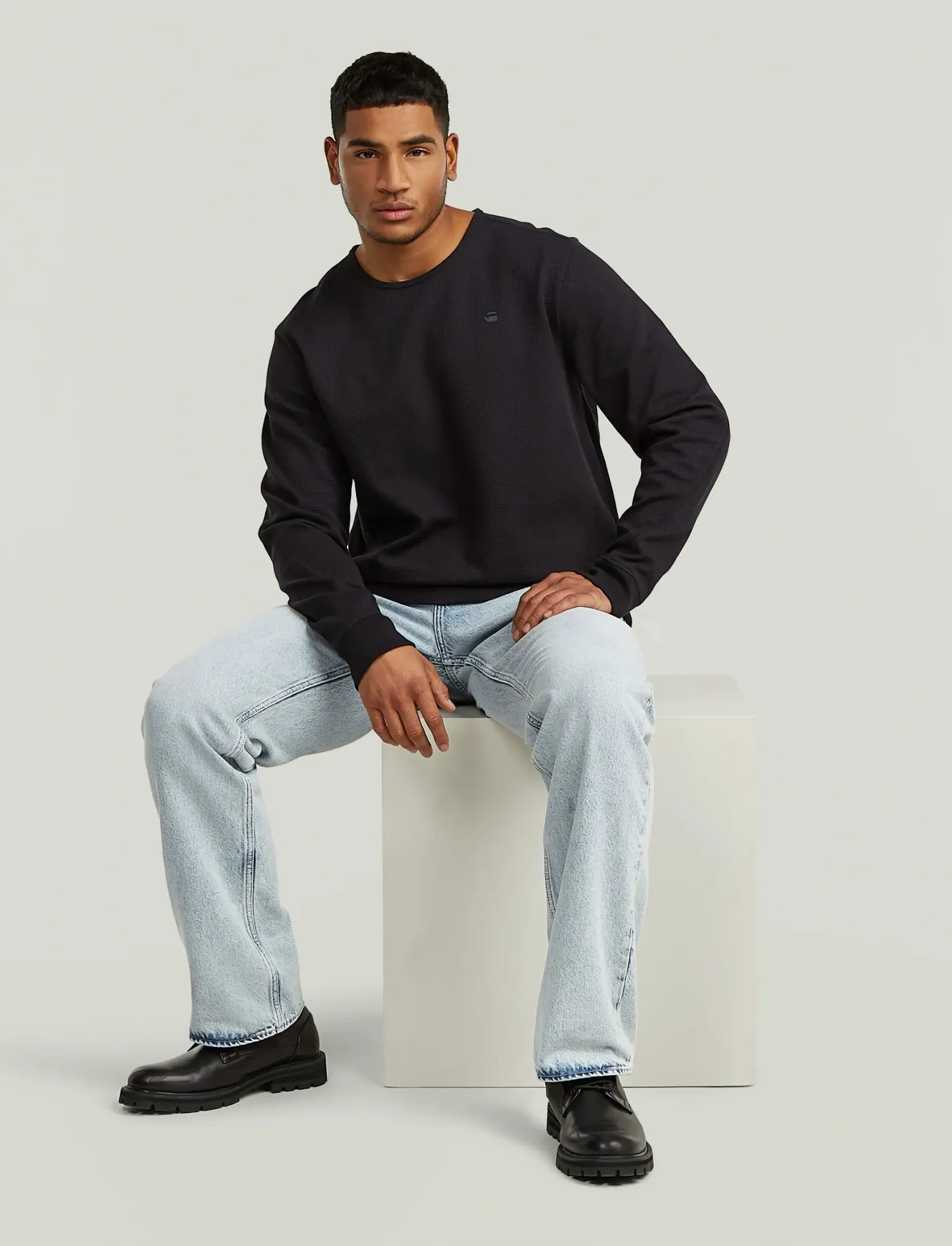 G-Star - Structured tweeter r t l\s - langærmede t-shirts - dk black - 5