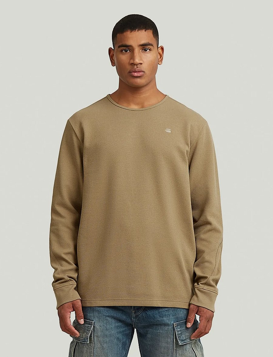 G-Star - Structured tweeter r t l\s - langärmelige t-shirts - safari - 0