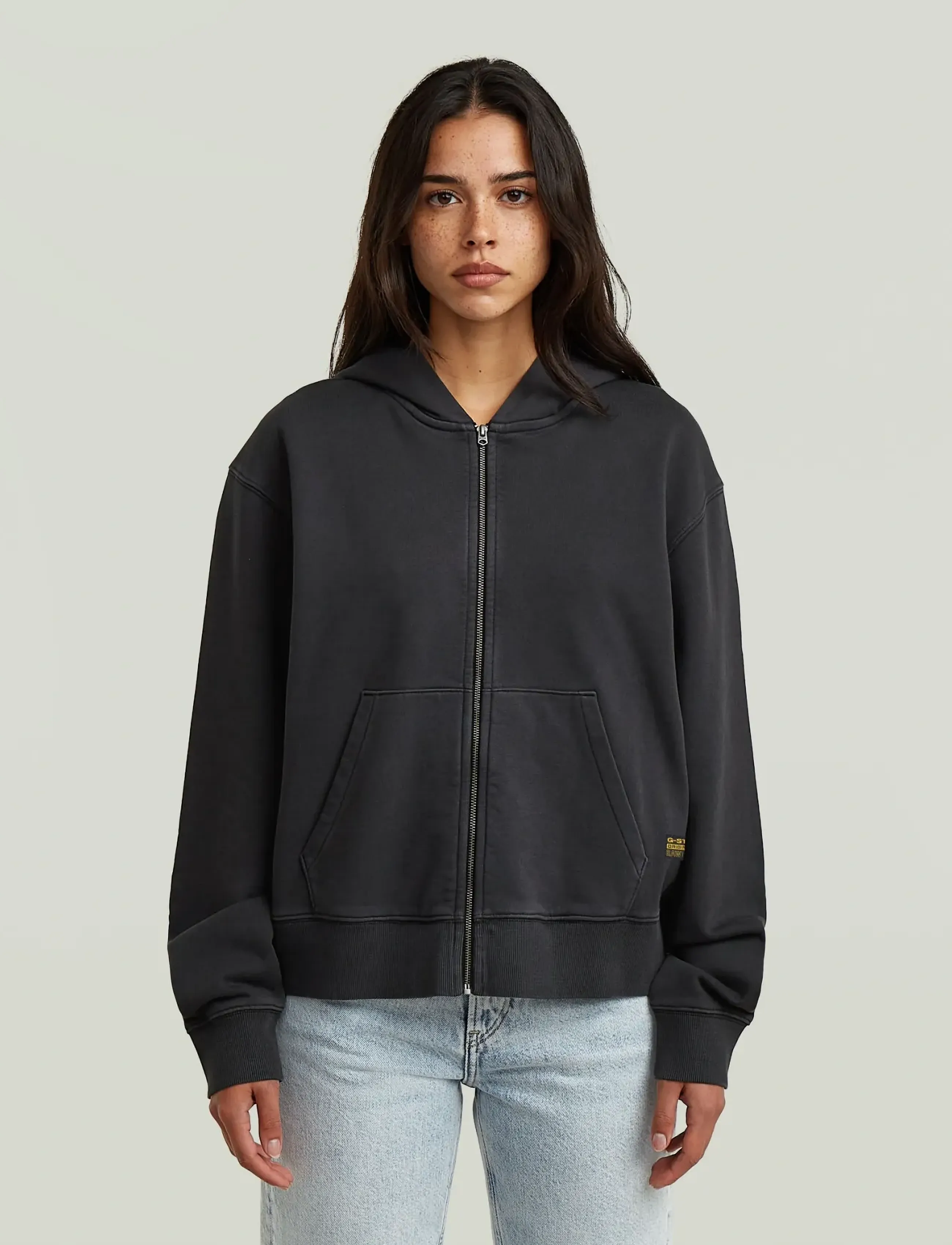 G-Star - Modern basic relaxed hdd zip thru s - hættetrøjer - dk black gd - 0