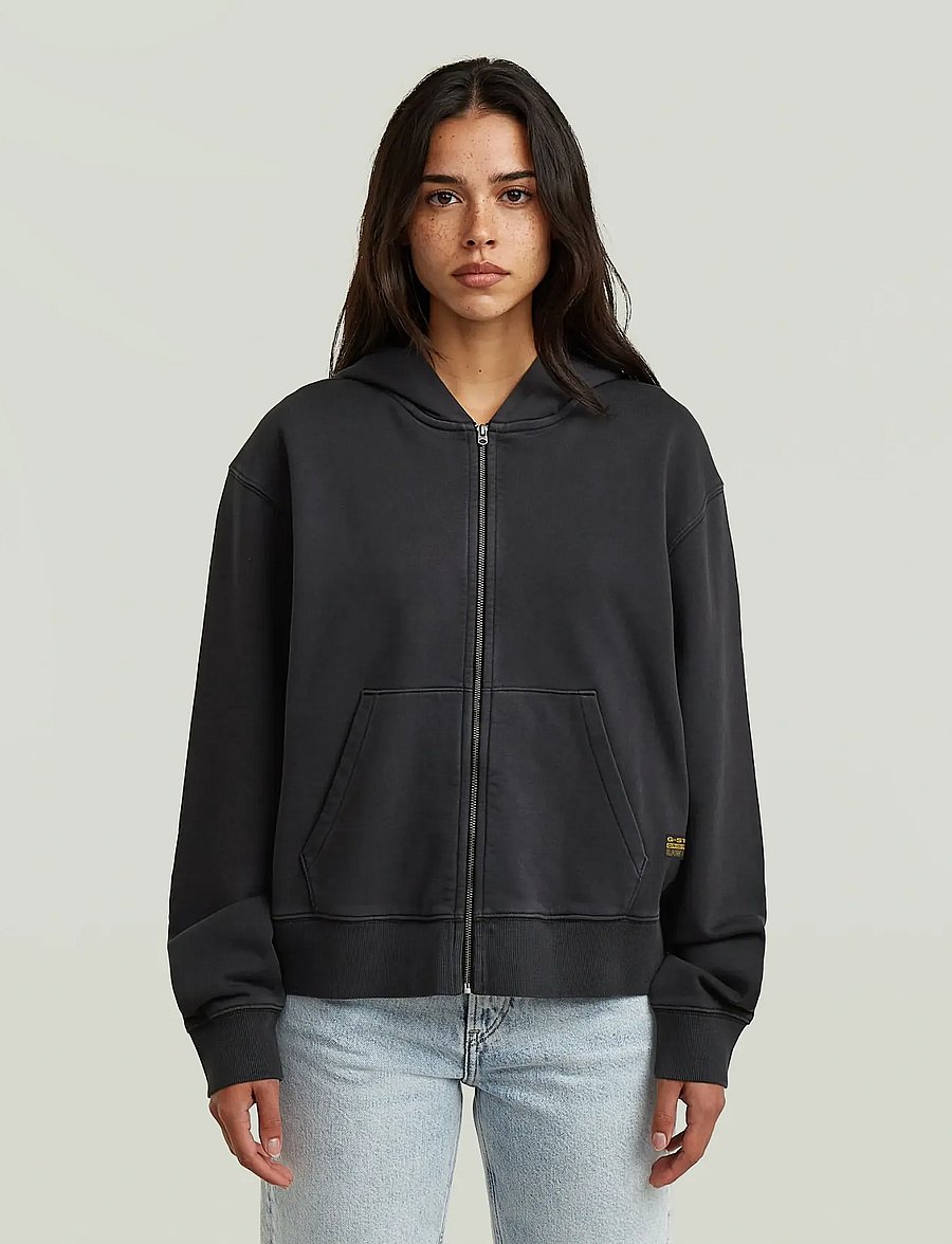 G-Star - Modern basic relaxed hdd zip thru s - hættetrøjer - dk black gd - 0
