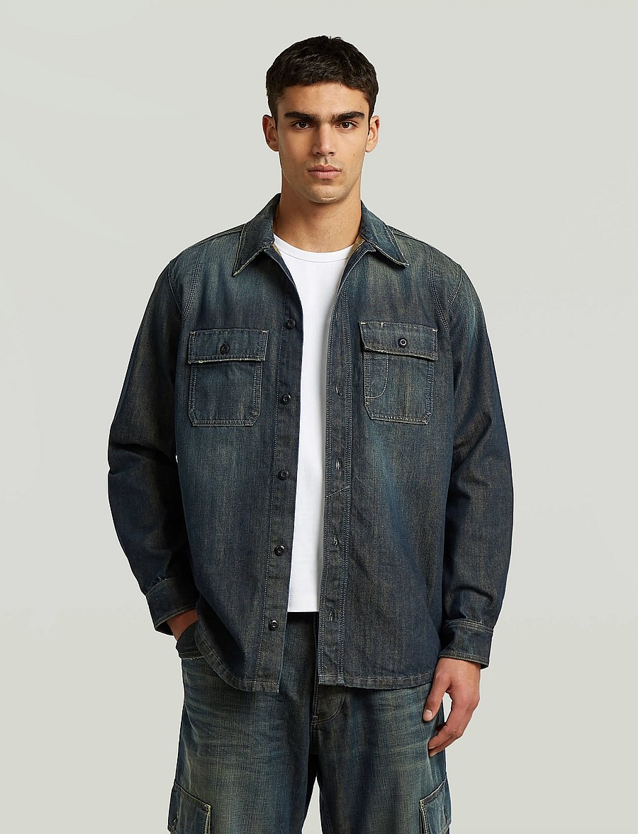 G-Star - Utility Relaxed Overshirt - ungefütterte denimjacken - antique faded shadow - 0