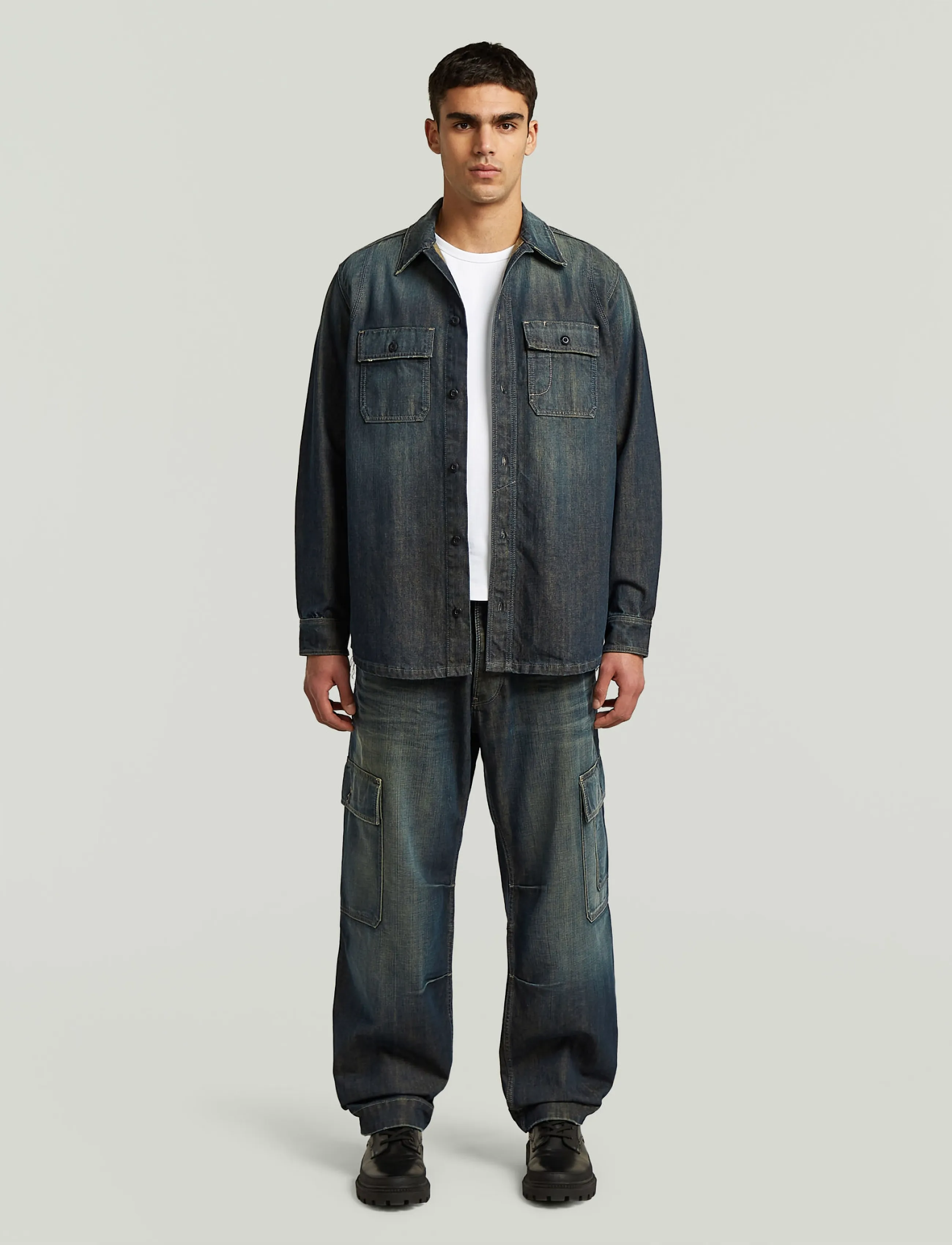 G-Star - Utility Relaxed Overshirt - ungefütterte denimjacken - antique faded shadow - 4