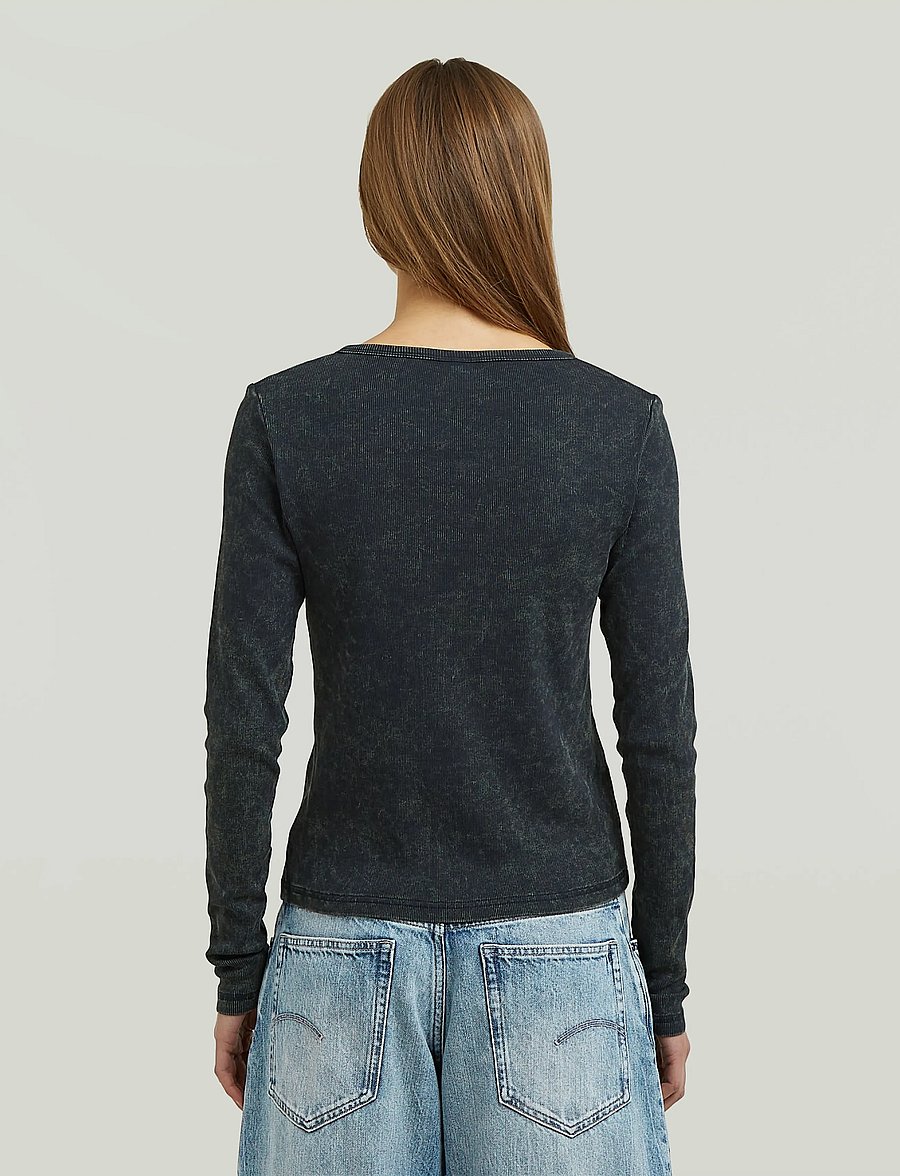 G-Star - Vintage slim henley t l\s wmn - langärmlige tops - dk legion blue gd - 3
