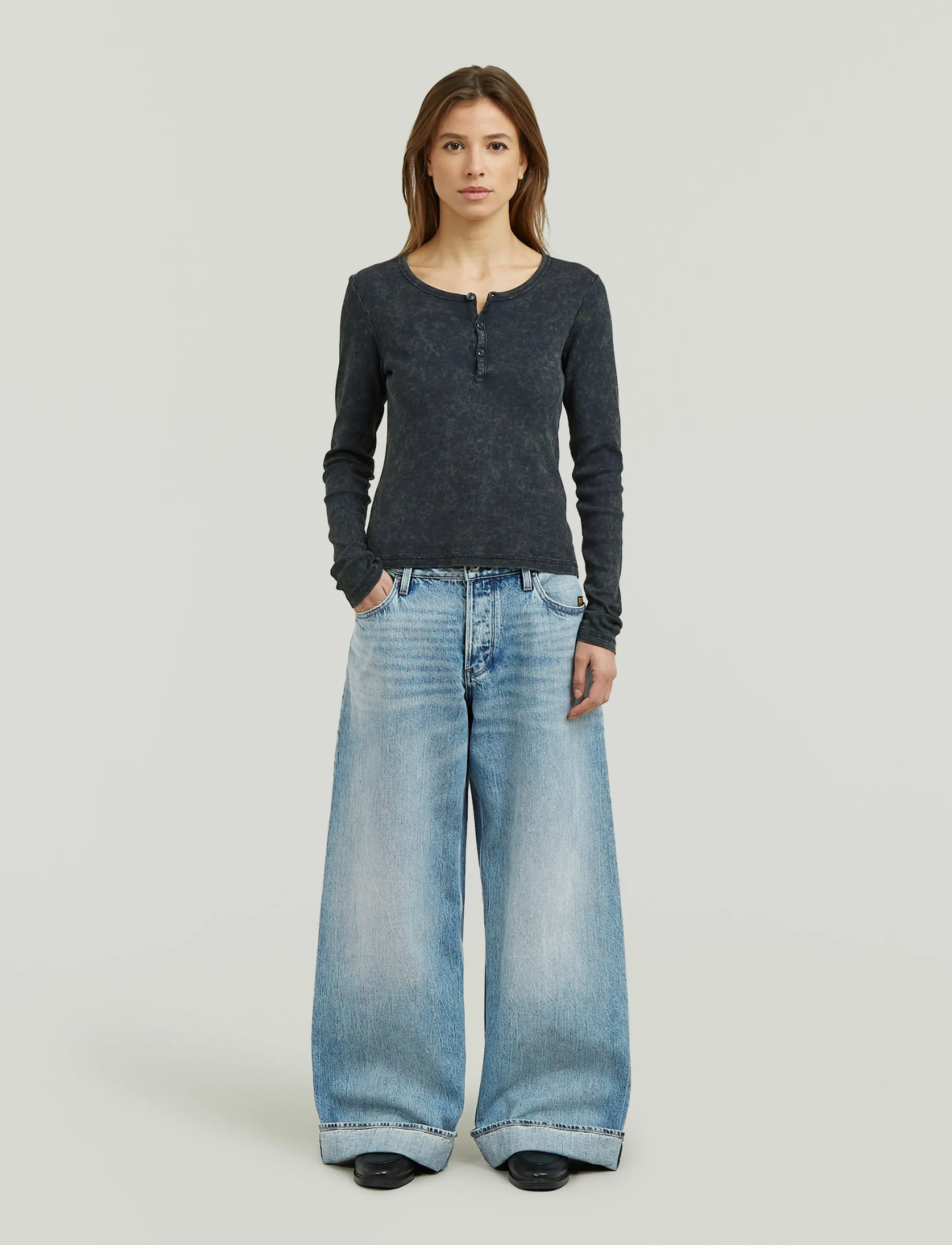 G-Star - Vintage slim henley t l\s wmn - langärmlige tops - dk legion blue gd - 4