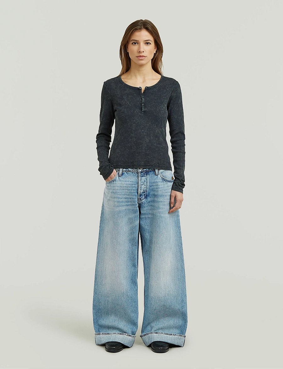 G-Star - Vintage slim henley t l\s wmn - langärmlige tops - dk legion blue gd - 4