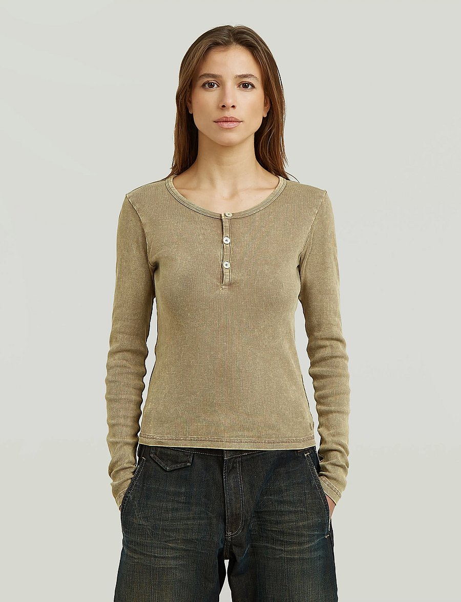 G-Star - Vintage slim henley t l\s wmn - pikkade varrukatega topid - fossil gd - 0