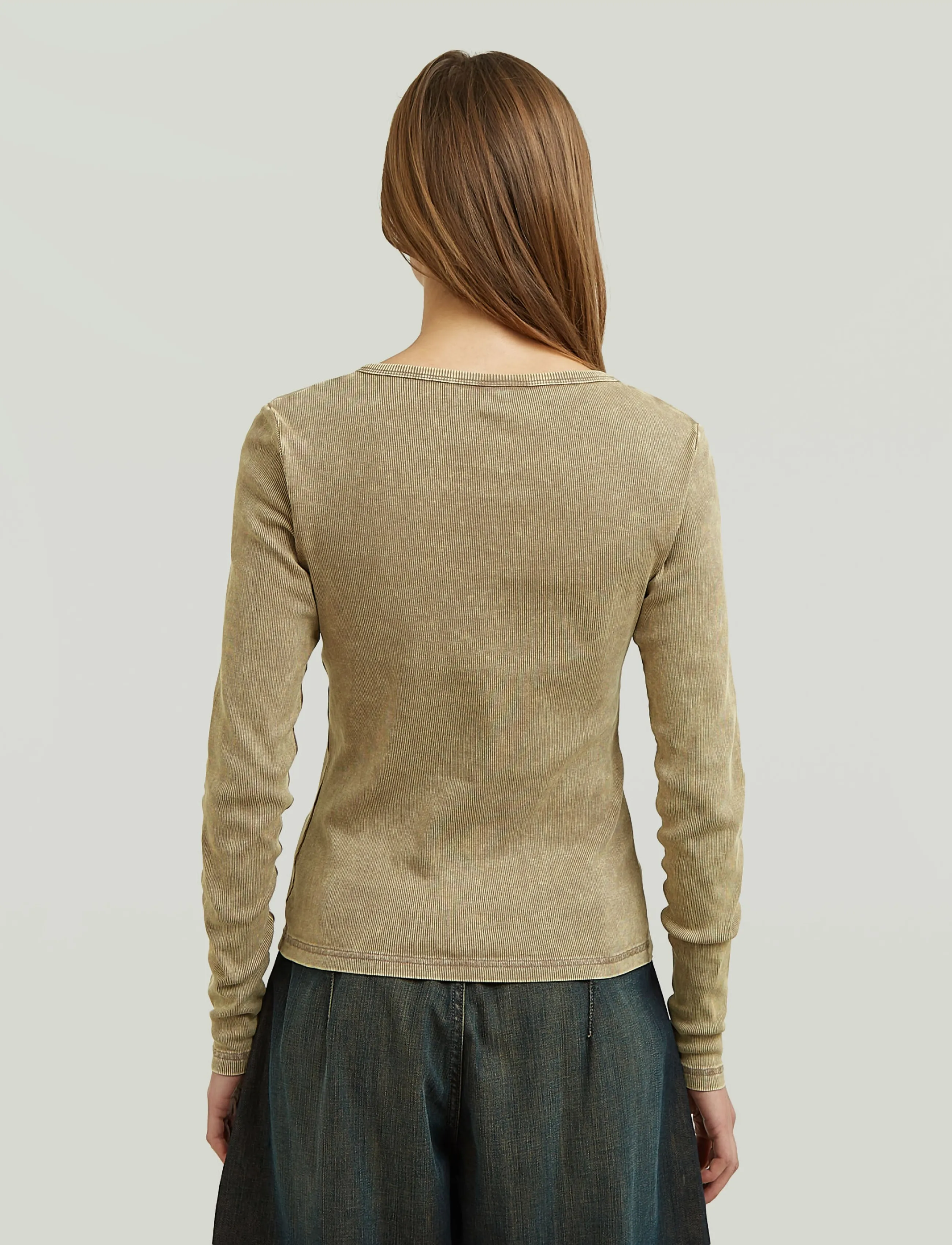 G-Star - Vintage slim henley t l\s wmn - pikkade varrukatega topid - fossil gd - 3
