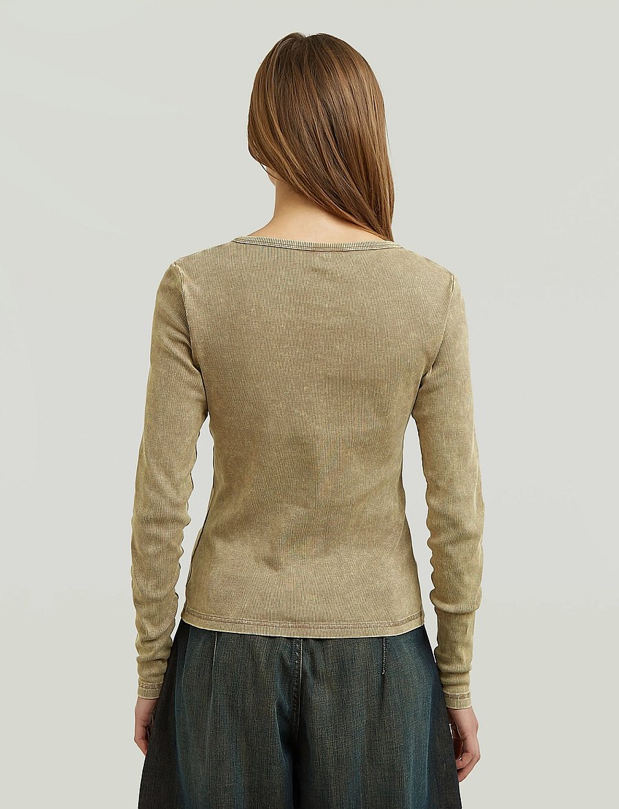 G-Star - Vintage slim henley t l\s wmn - pikkade varrukatega topid - fossil gd - 3