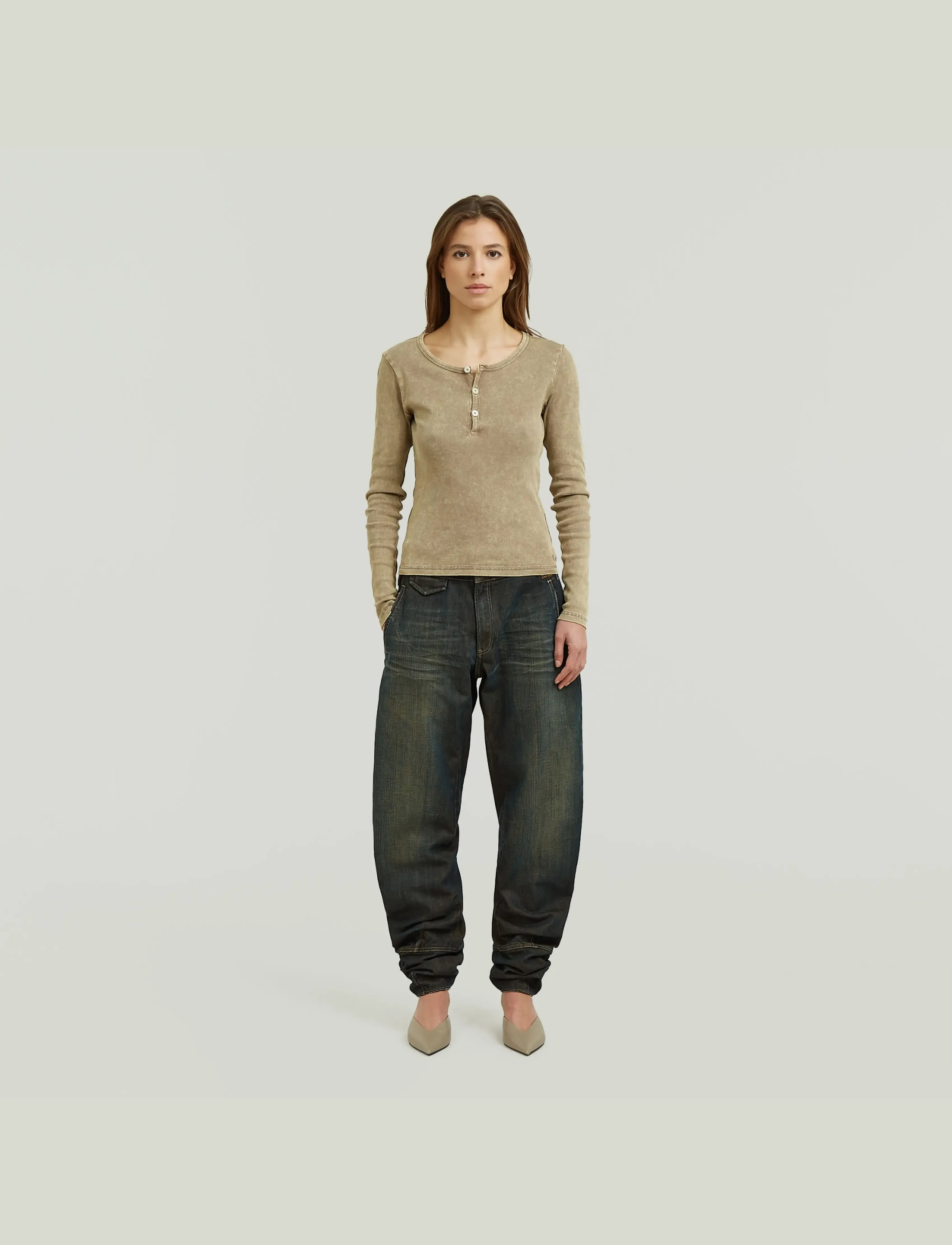 G-Star - Vintage slim henley t l\s wmn - pikkade varrukatega topid - fossil gd - 4