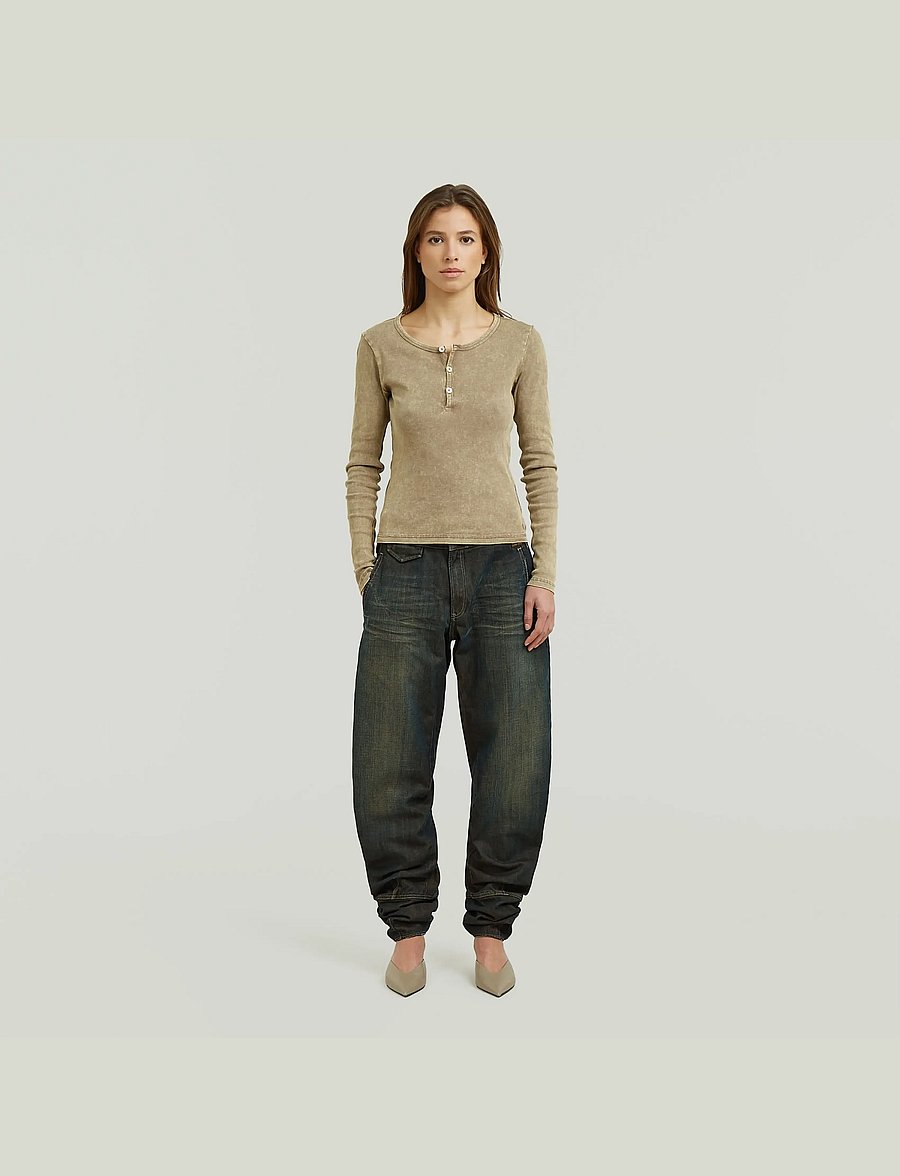 G-Star - Vintage slim henley t l\s wmn - pikkade varrukatega topid - fossil gd - 4