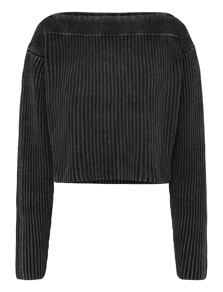 G-Star - Washed open neck knit wmn - crop tops - dk black gd - 1