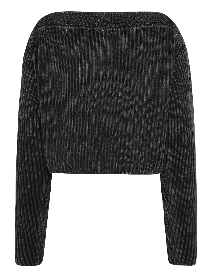 G-Star - Washed open neck knit wmn - crop tops - dk black gd - 2