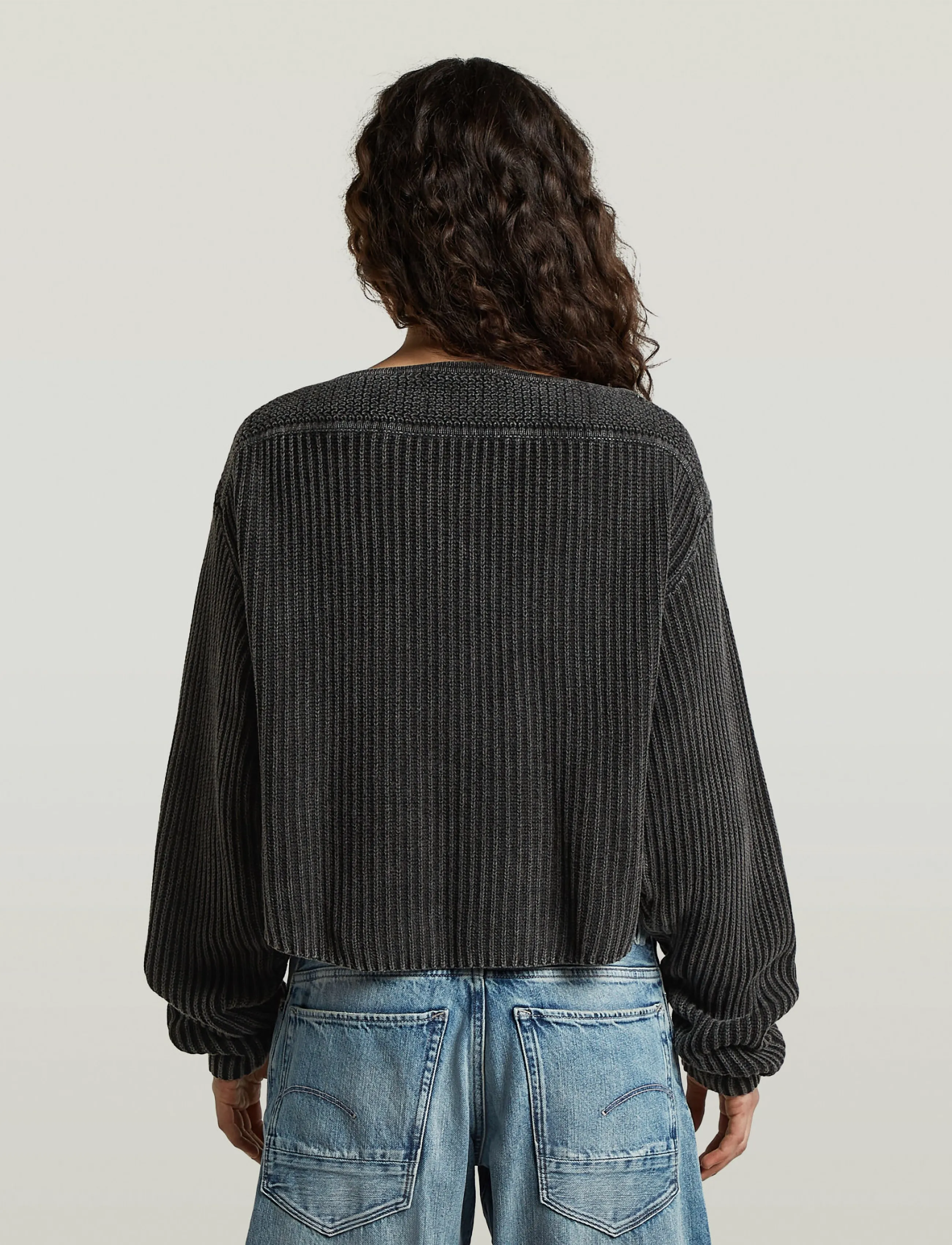 G-Star - Washed open neck knit wmn - crop tops - dk black gd - 3