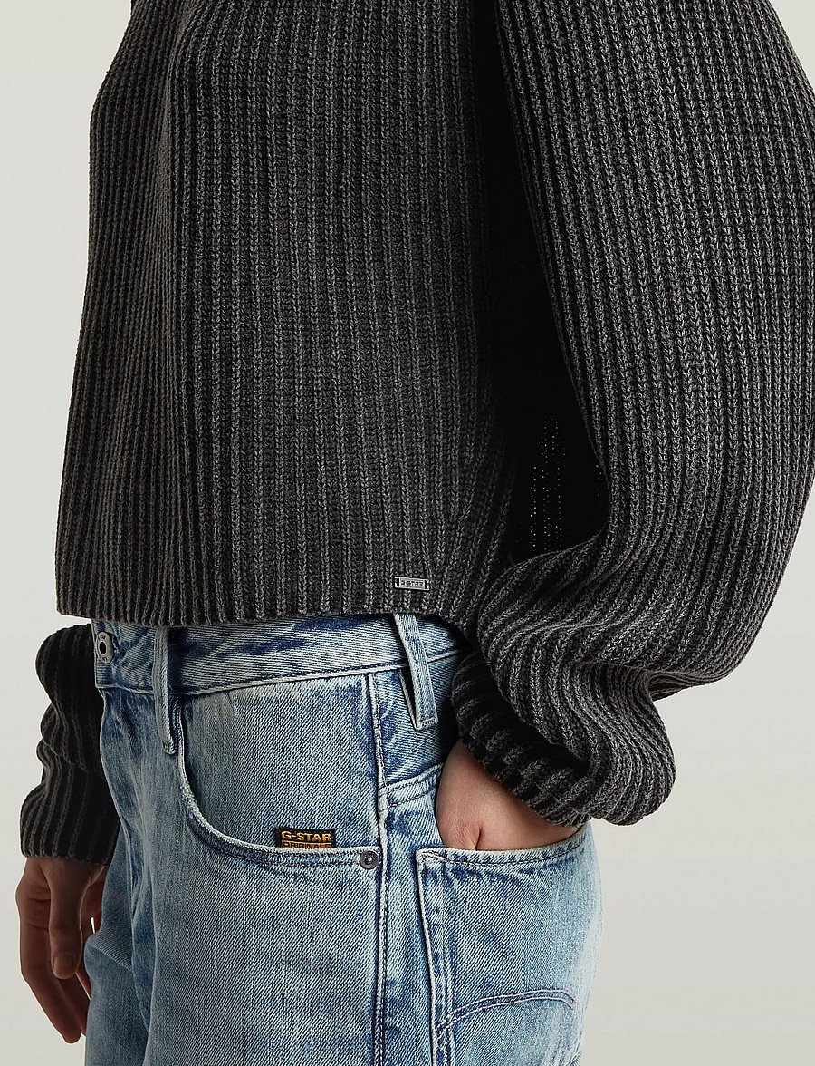 G-Star - Washed open neck knit wmn - crop tops - dk black gd - 5