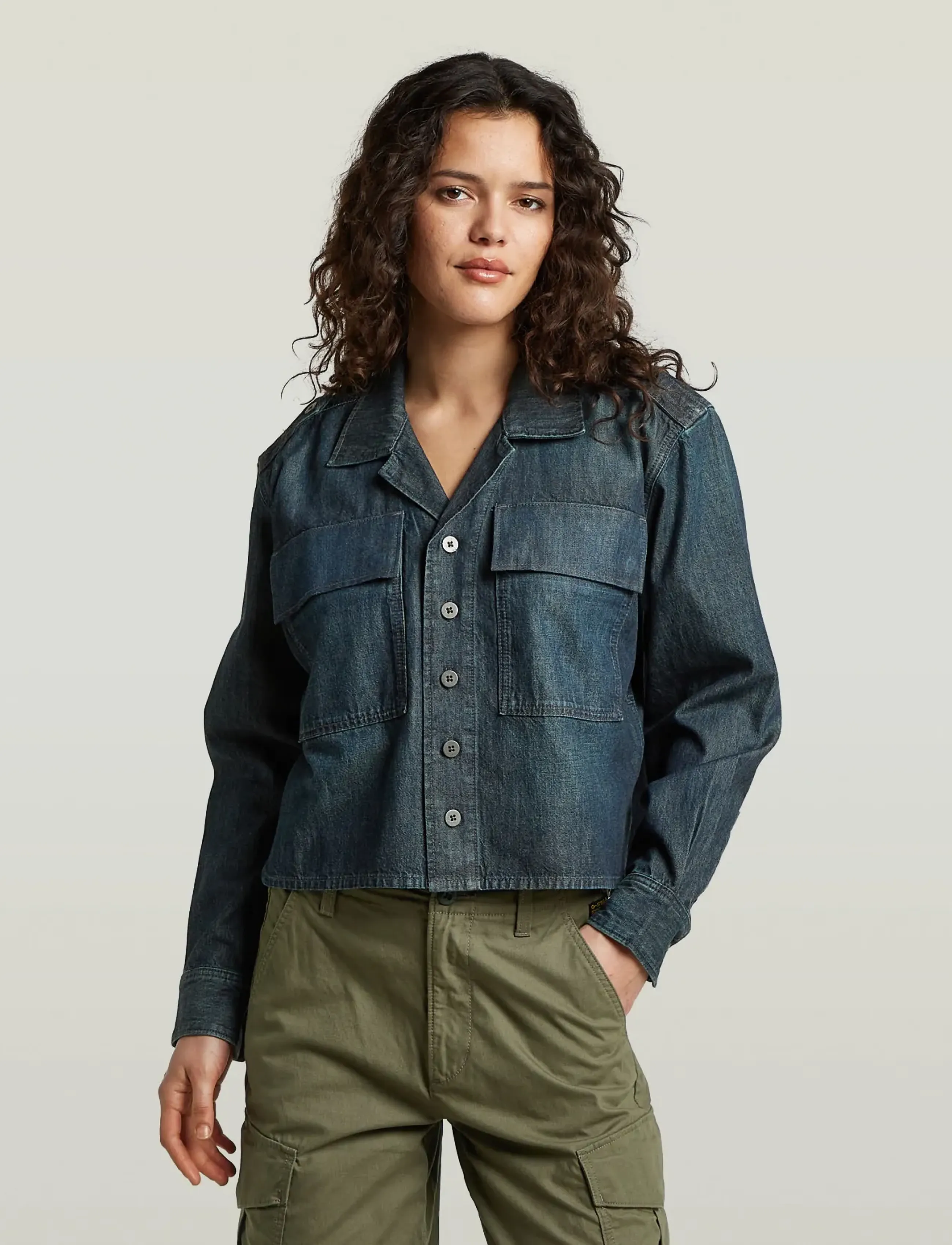 G-Star Boxy Relaxed 2-pkt Shirt l\s wmn - Pluusid ja särgid - ANTIQUE ASPHALT / blue