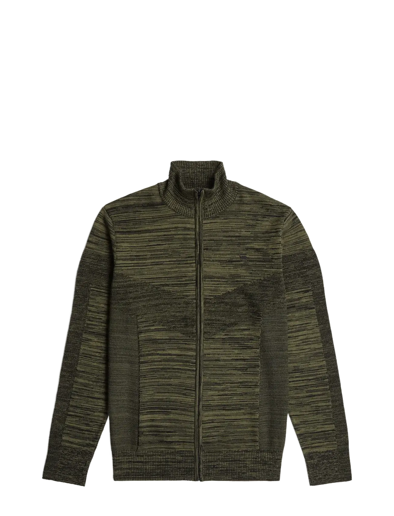 G-Star 3D biker full zip knit - Jackets - DK BLACK/BLACK OLIVE / khaki/green