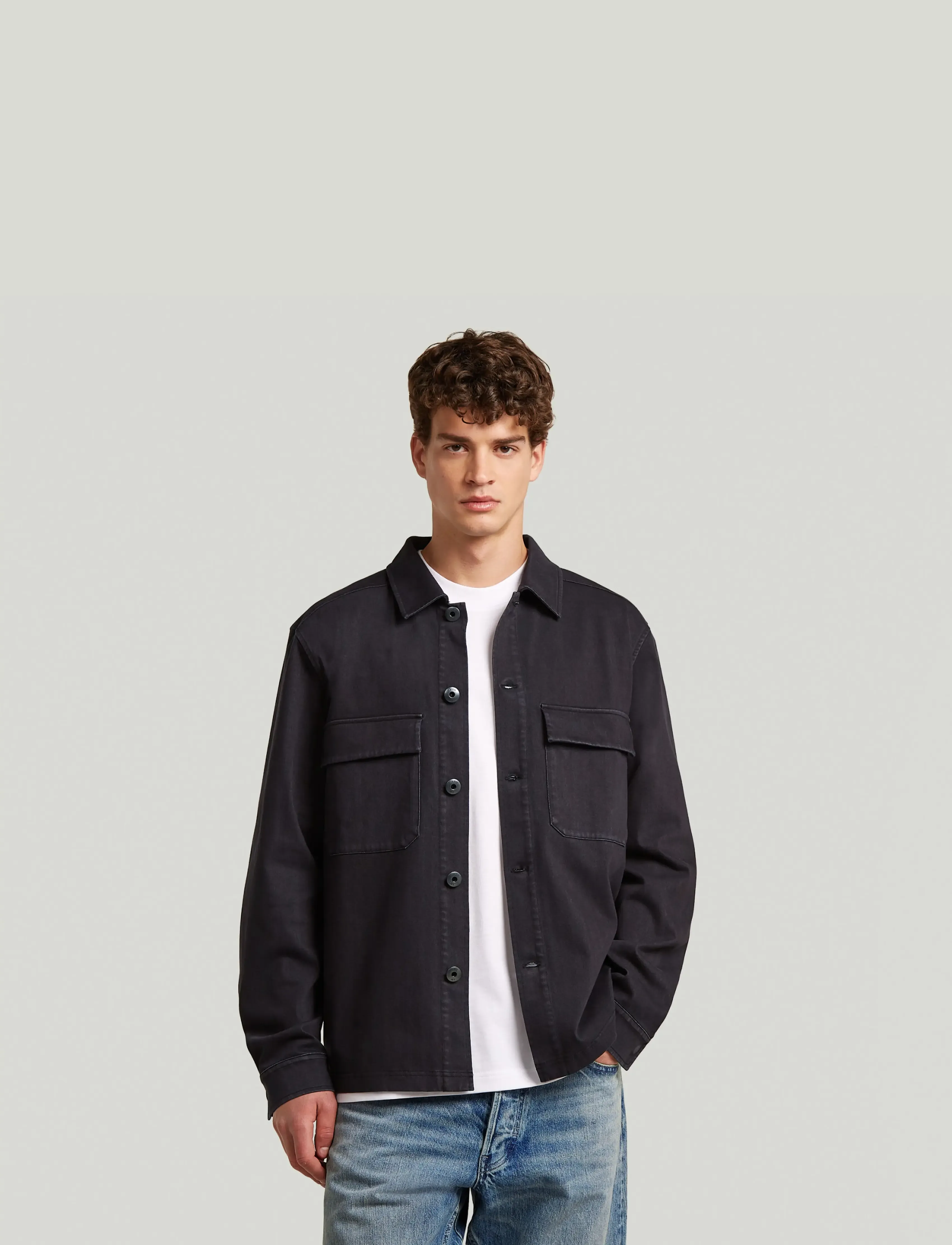G-Star Washed hb overshirt sw l\s - Outerwear - DK BLACK GD / black