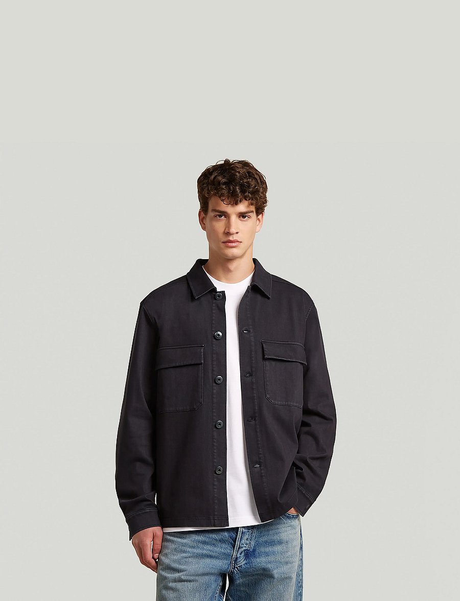 G-Star - Washed hb overshirt sw l\s - uforede denimjakker - dk black gd - 0