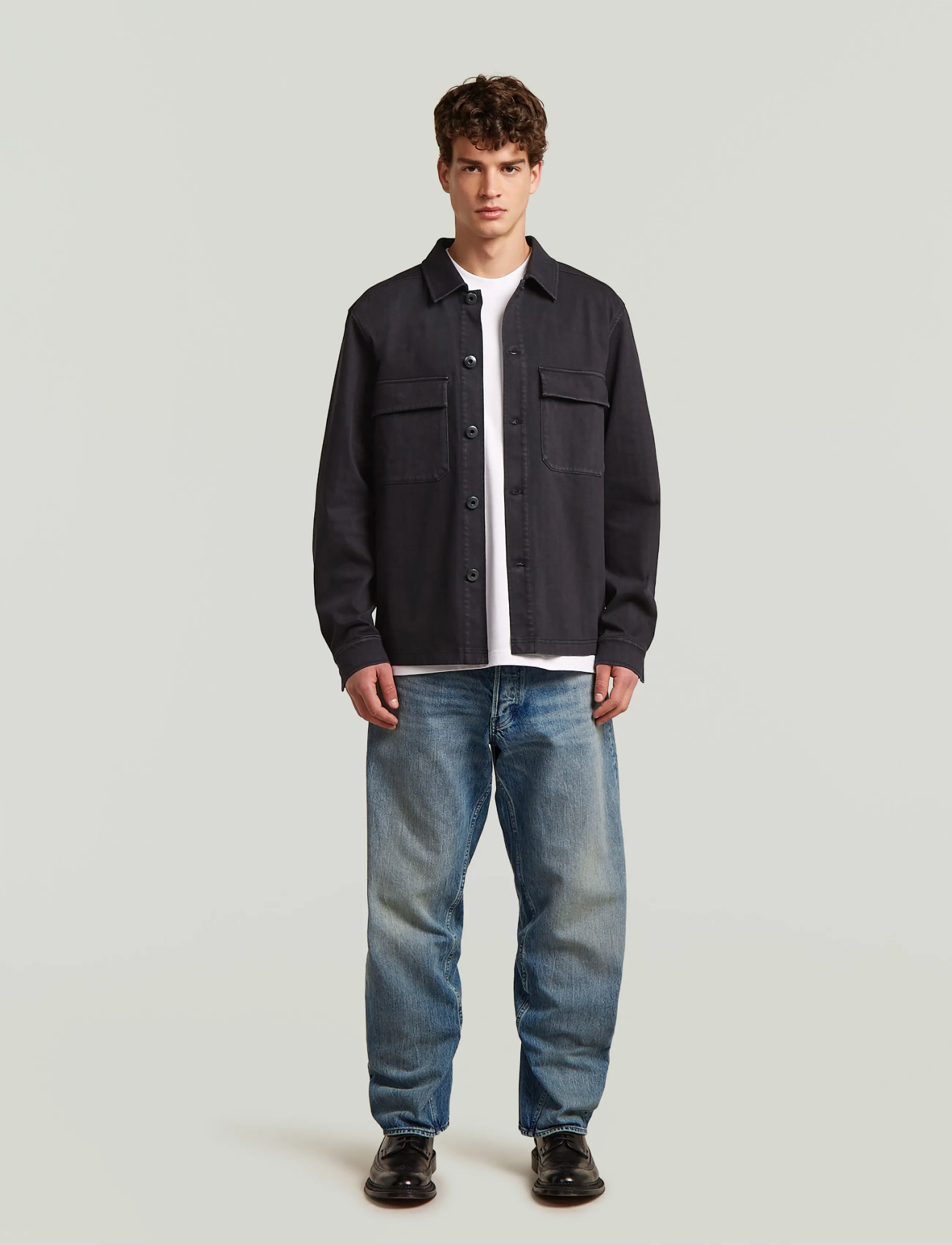 G-Star - Washed hb overshirt sw l\s - dk black gd - 4