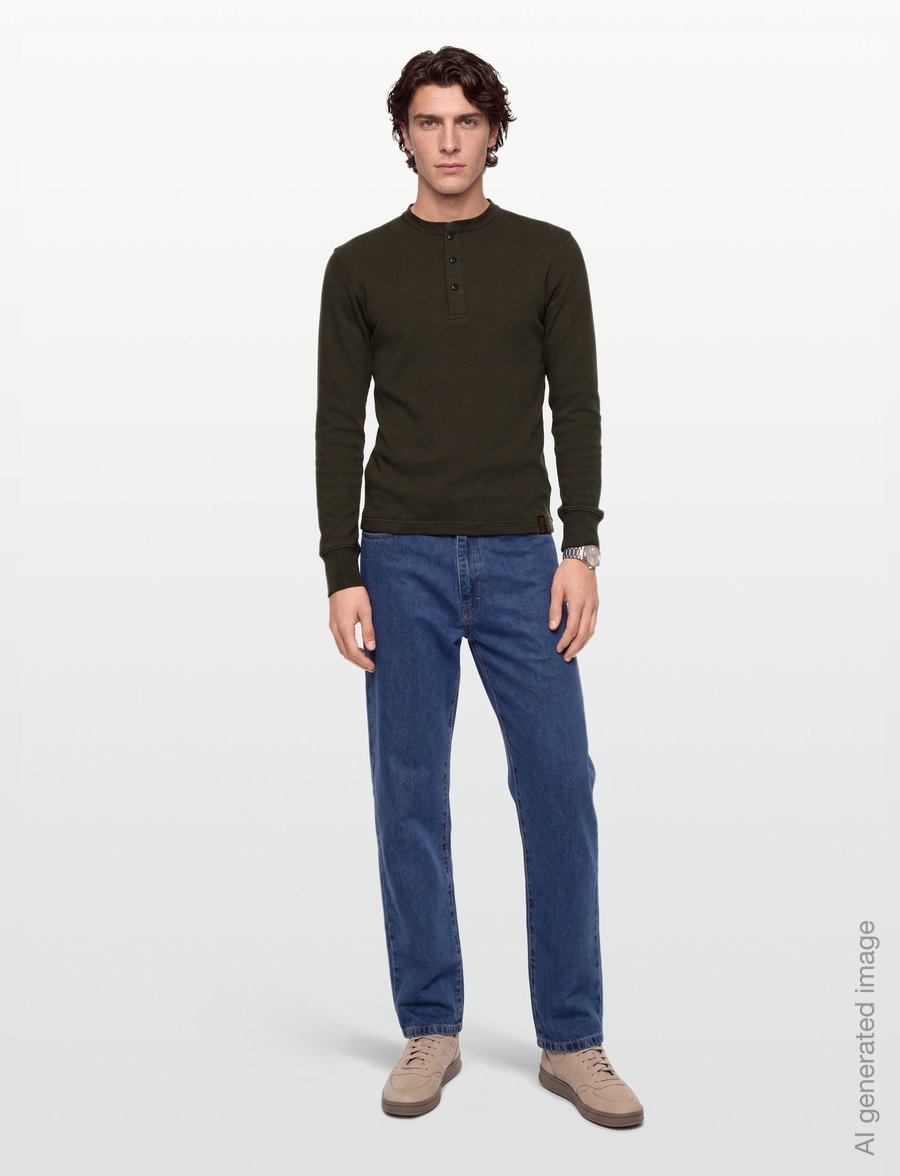 G-Star - Shrunken Slim rib henley l\s - pikkade varrukatega t-särgid - black olive - 0