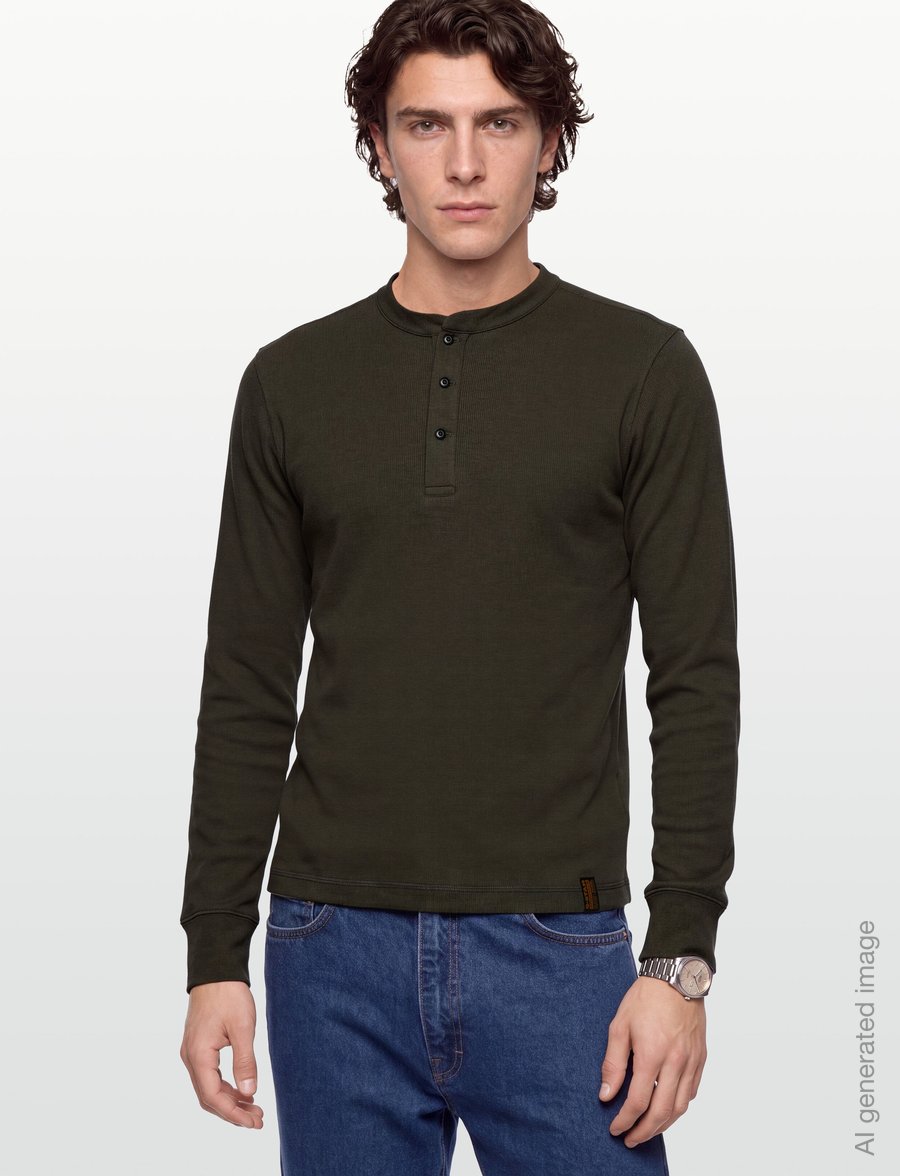 G-Star - Shrunken Slim rib henley l\s - pikkade varrukatega t-särgid - black olive - 3