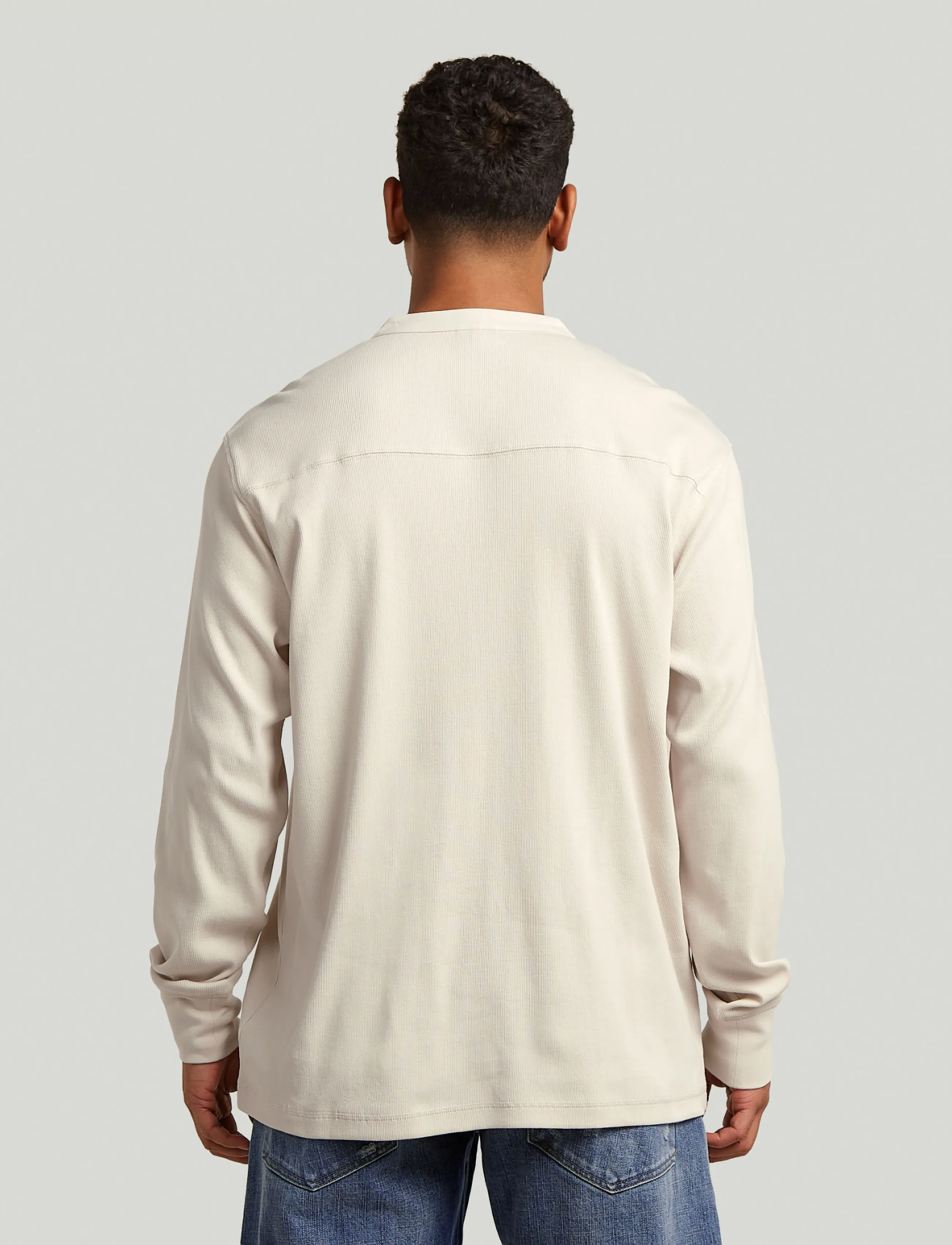 G-Star - Shrunken Slim rib henley l\s - whitebait - 3