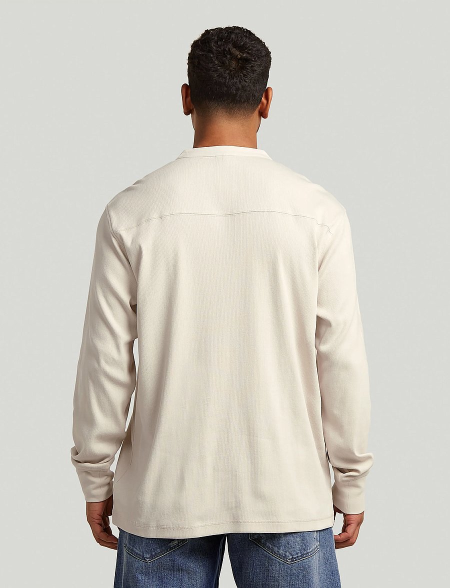 G-Star - Shrunken Slim rib henley l\s - poloer i strik med lange ærmer - whitebait - 3