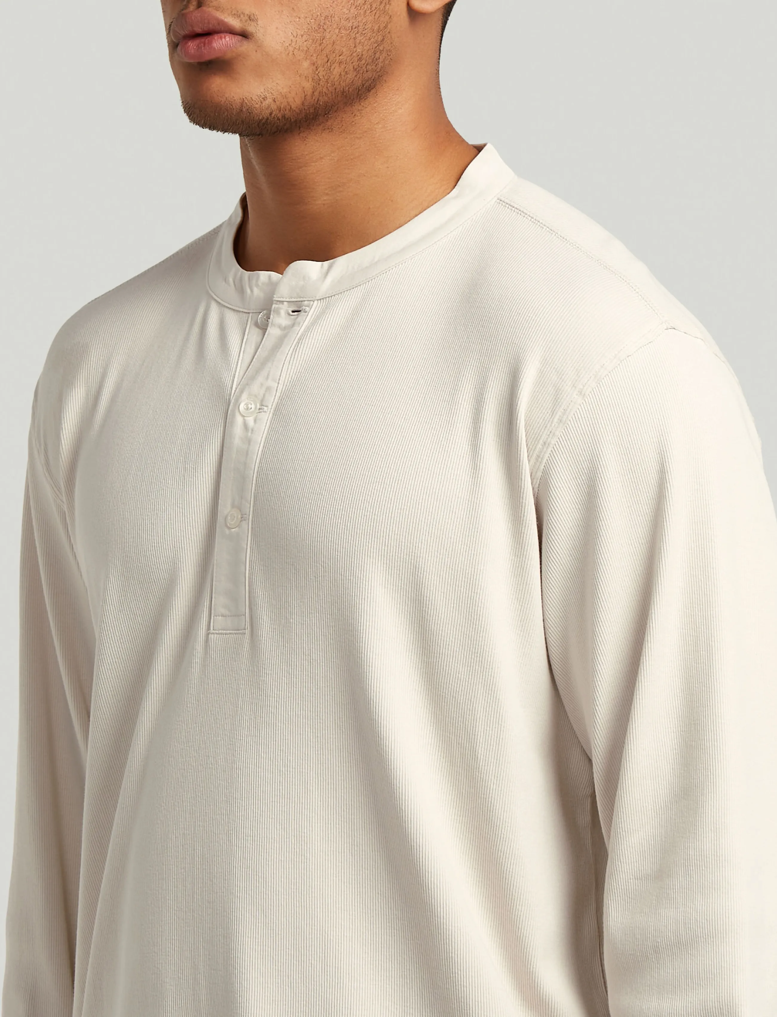 G-Star - Shrunken Slim rib henley l\s - whitebait - 5