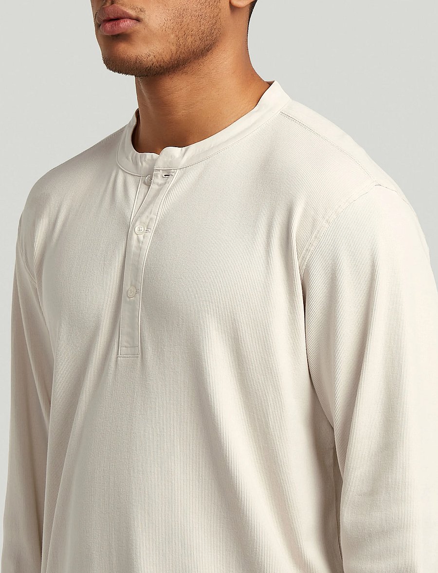 G-Star - Shrunken Slim rib henley l\s - poloer i strik med lange ærmer - whitebait - 5
