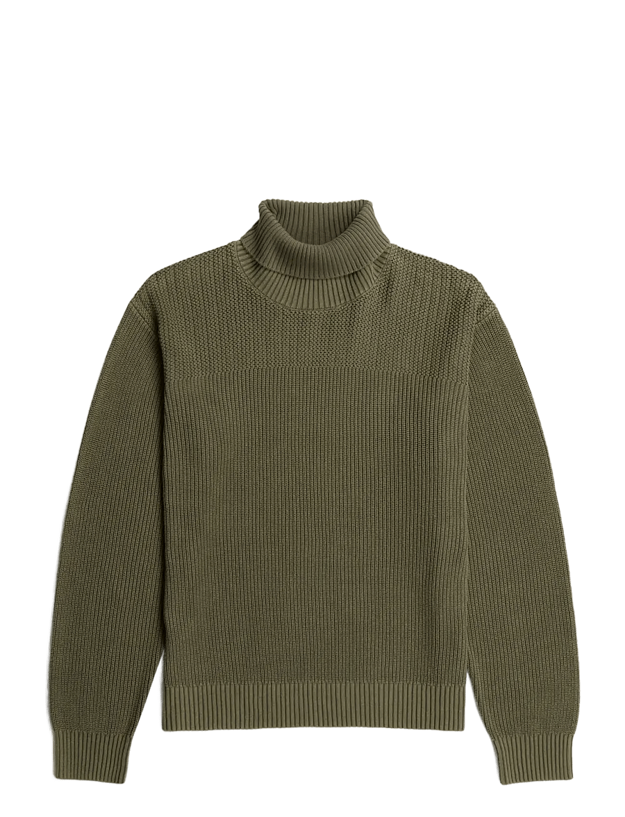 G-Star - Washed rib roll neck knit - dark khaki gd - 1