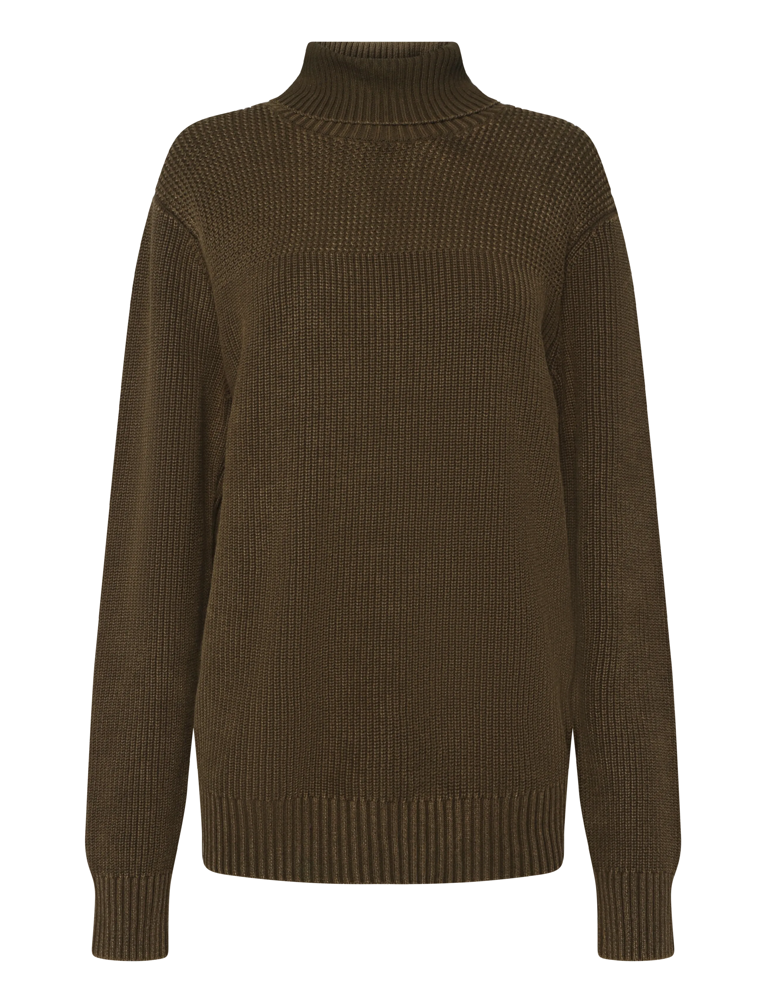 G-Star Washed rib roll neck knit - Kläder - DARK KHAKI GD / khaki/green