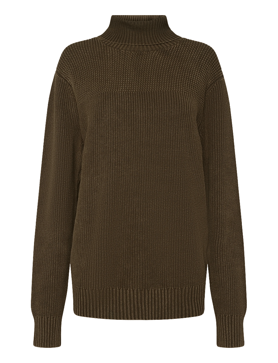 G-Star - Washed rib roll neck knit - kõrge kaelusega - dark khaki gd - 1