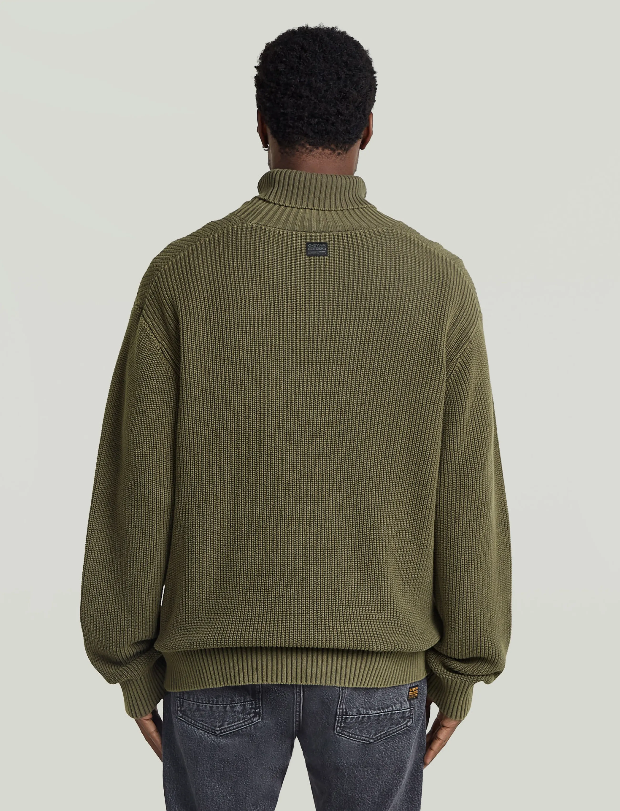 G-Star - Washed rib roll neck knit - dark khaki gd - 2