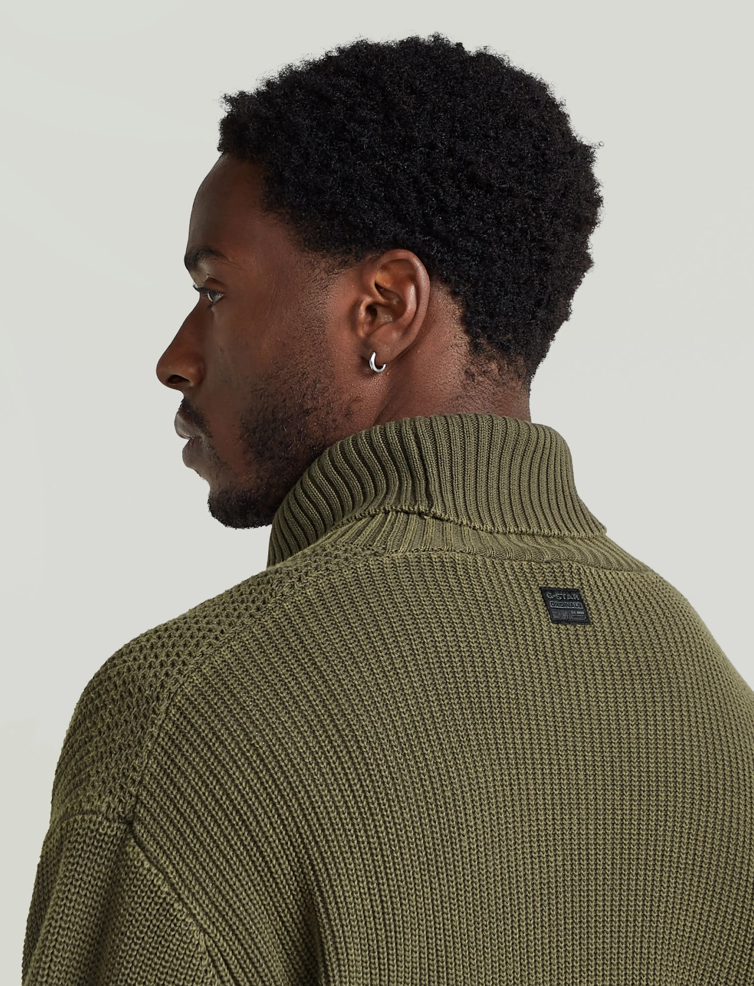G-Star - Washed rib roll neck knit - dark khaki gd - 4