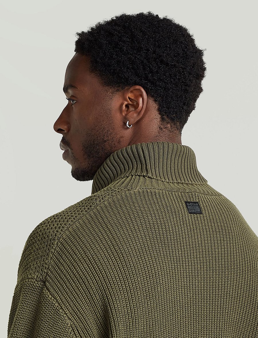 G-Star - Washed rib roll neck knit - dark khaki gd - 4