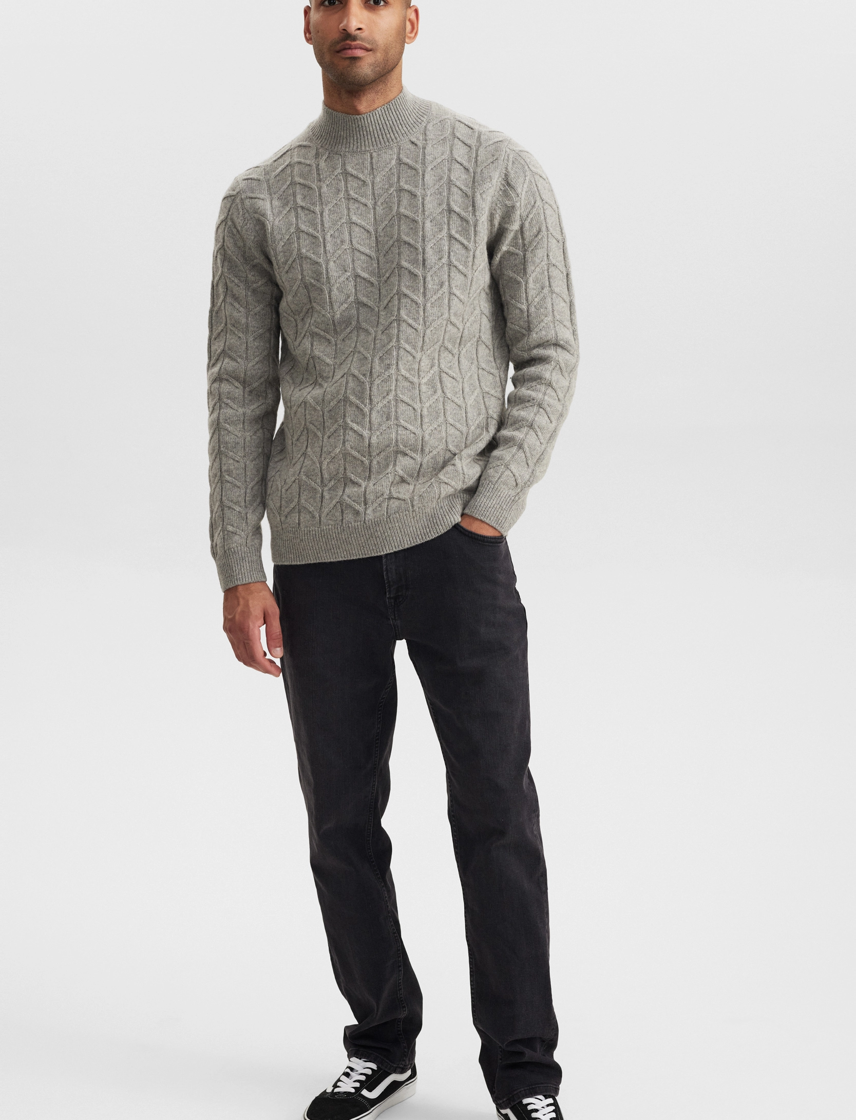Gabba - Bertram Roll Neck Knit - grey mel - 4
