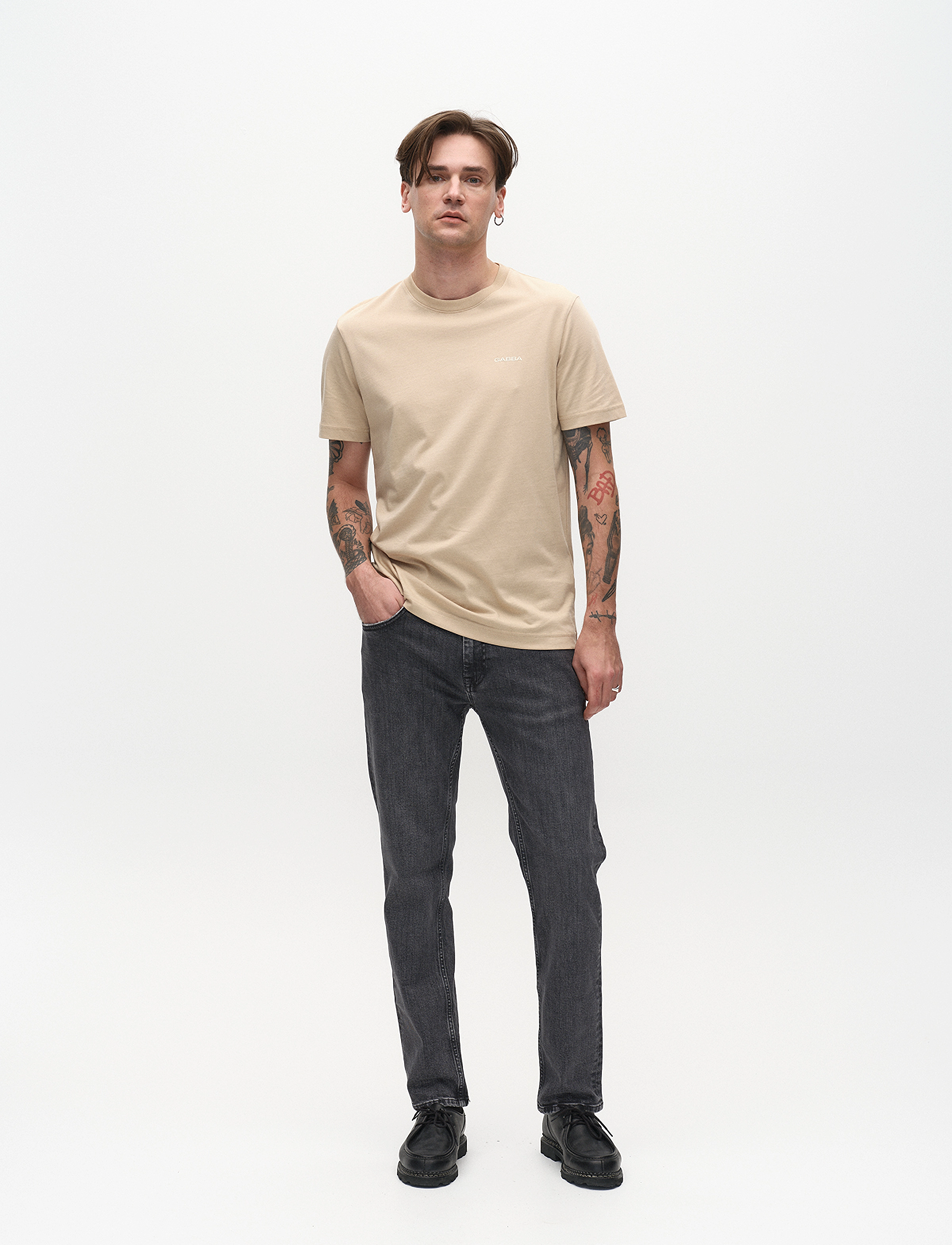 Gabba GABdune Logo GOTS SS T-Shirt - T-Shirts - SAFARI / cream