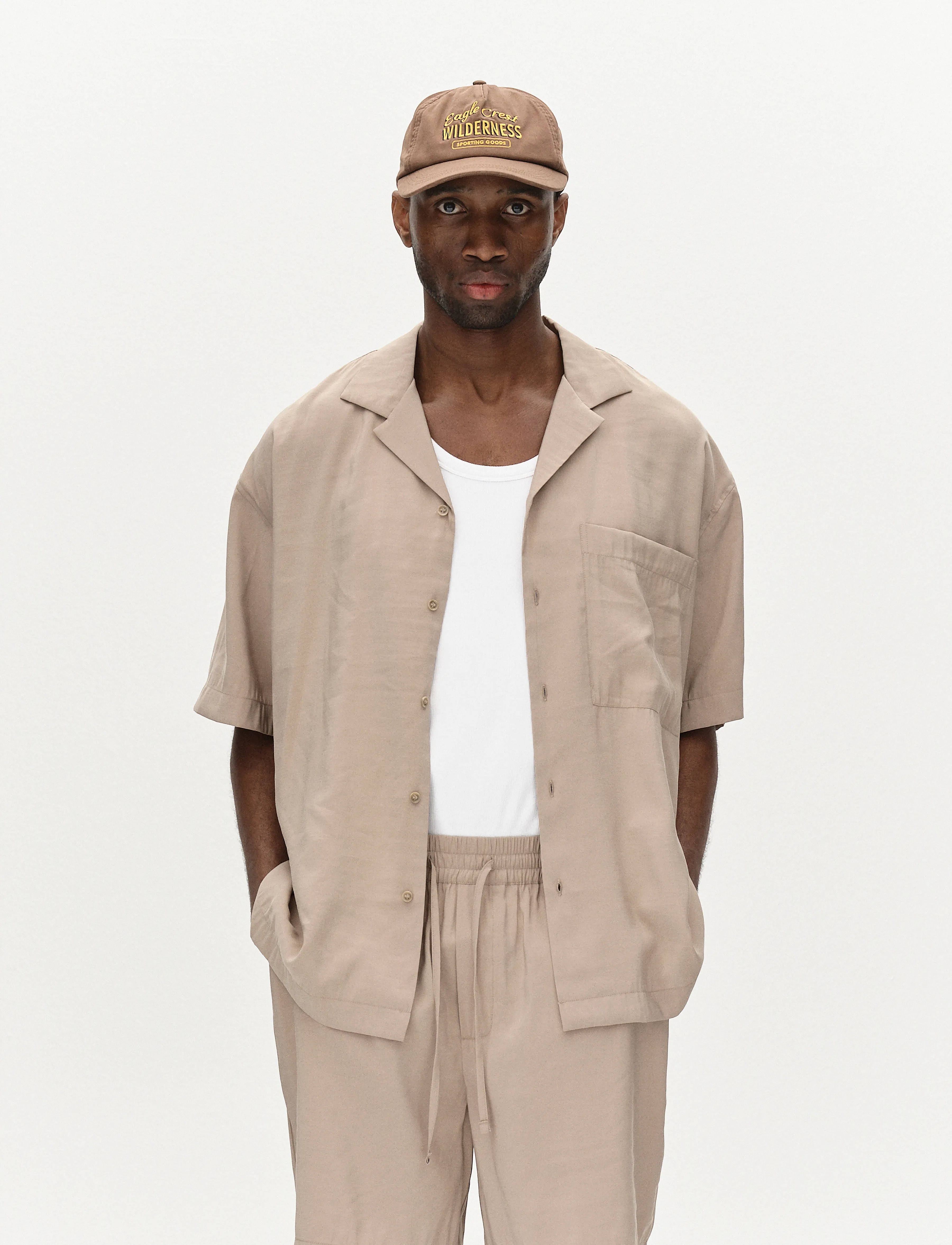 Gabba Jens Over Resort Yari Ss, L, Shirts, Beige - Short-sleeved Männerswear