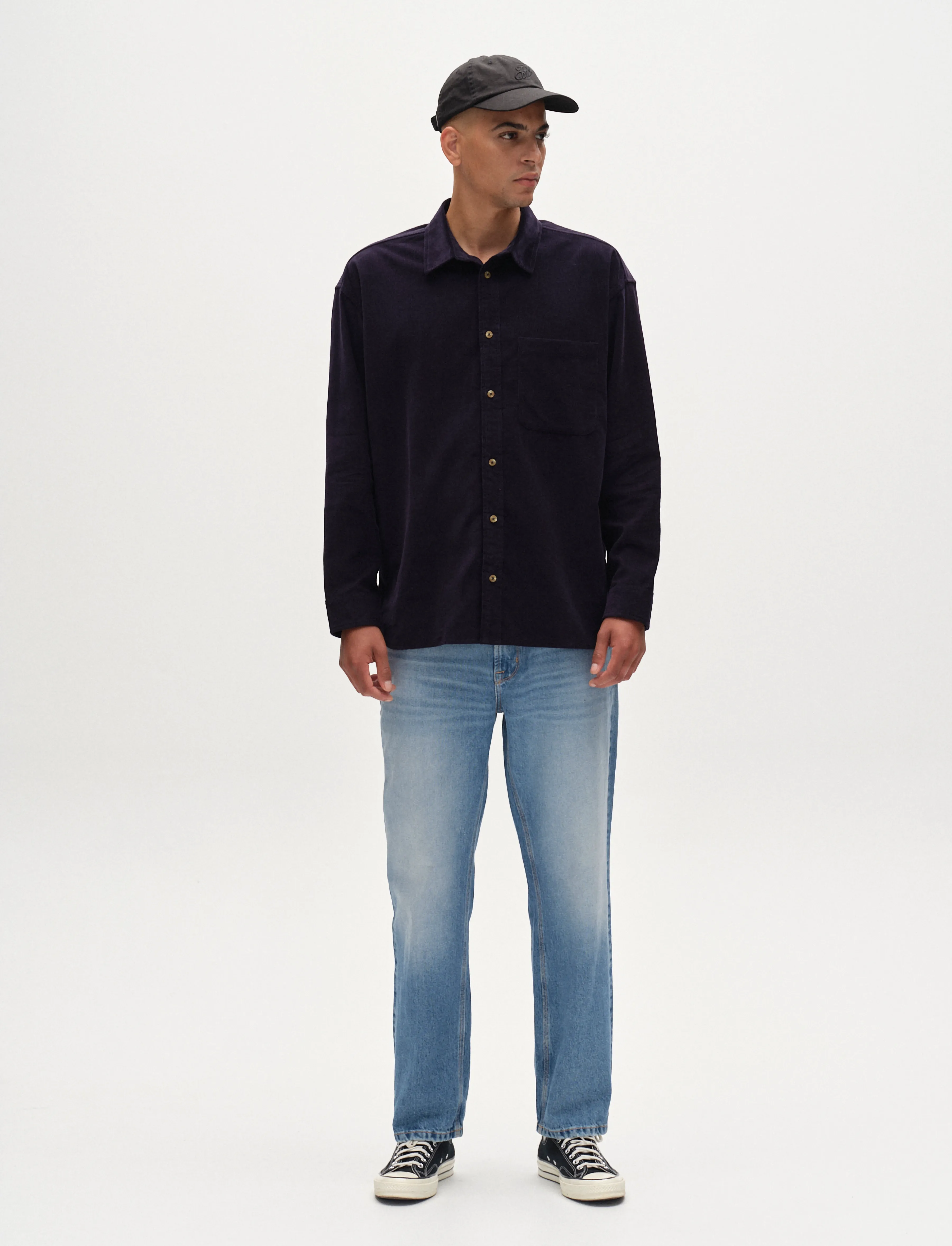 Gabba Jens Over Cord Ls, XL, Shirts, Marineblau - Casual Männerswear