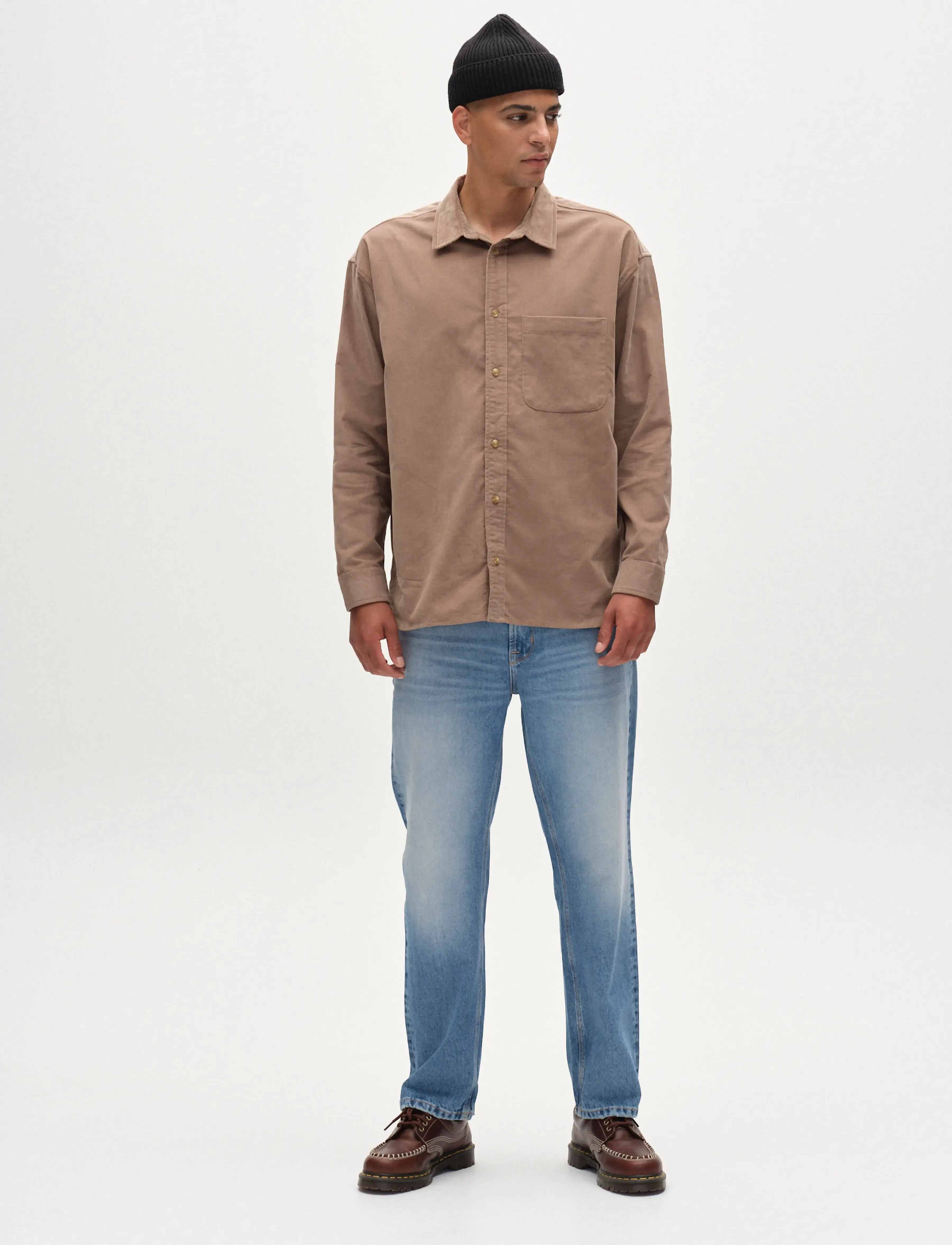 Gabba Jens Over Cord Ls, M, Shirts, Beige - Casual Männerswear