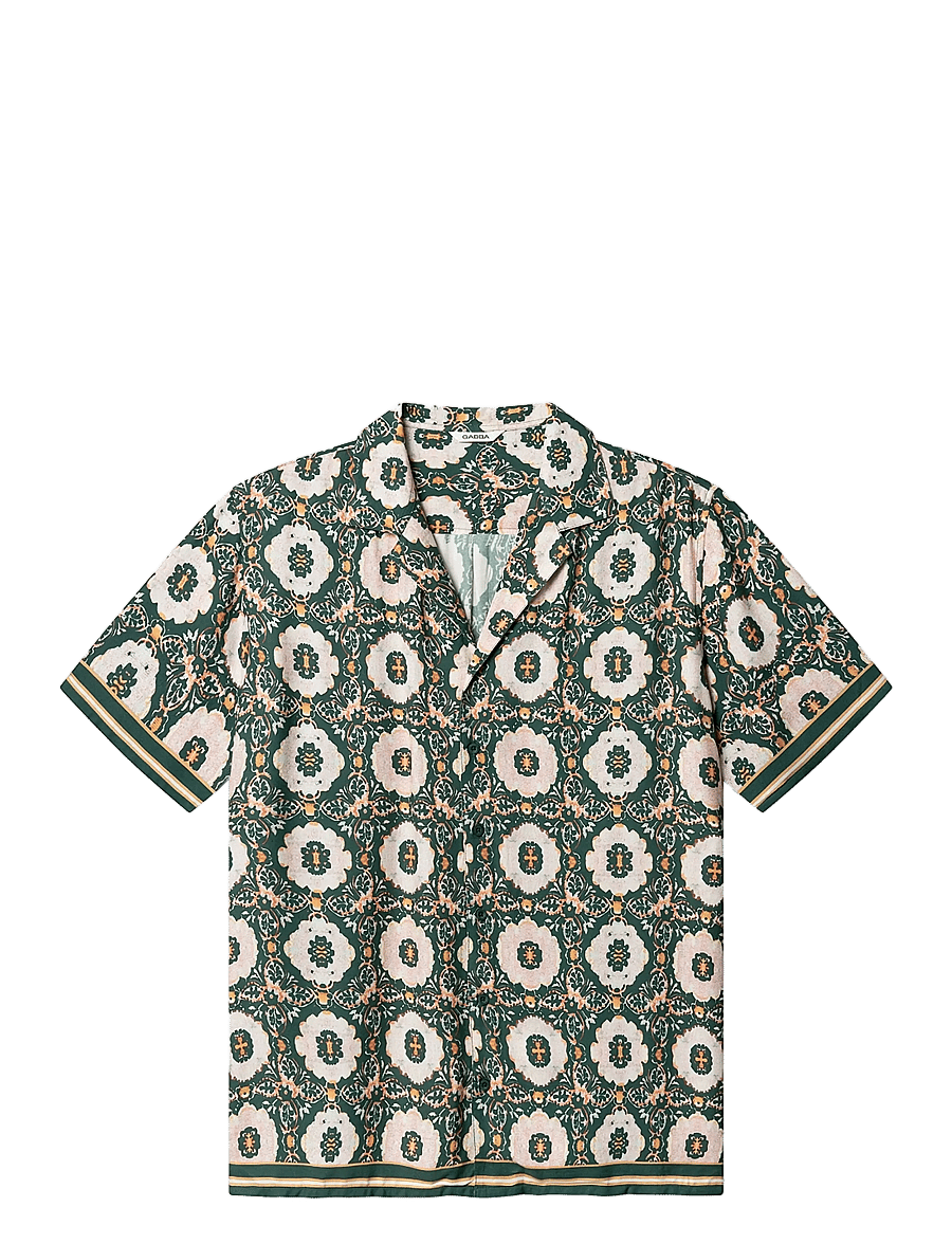 Gabba - GABsven Reg Resort Oro SS Shirt - koszule we wzory - green pattern - 1