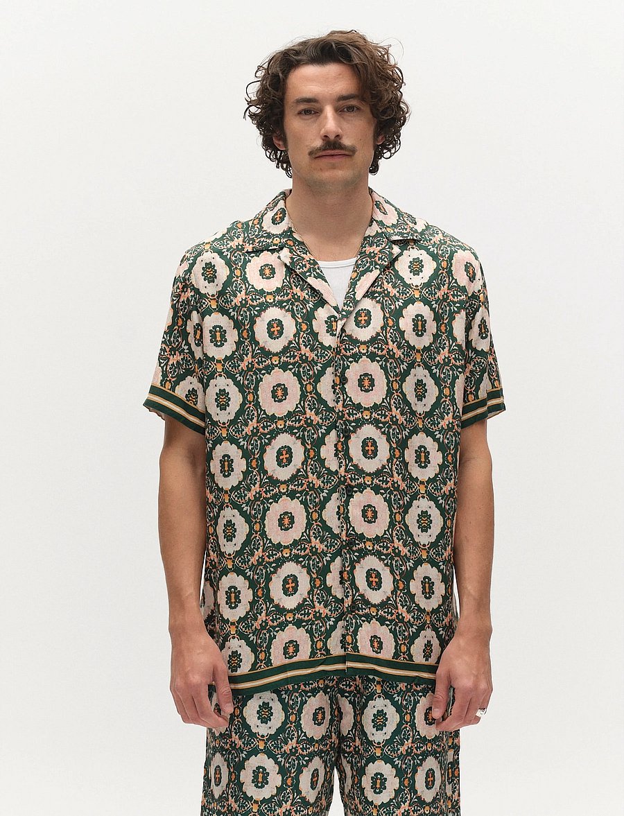 Gabba - GABsven Reg Resort Oro SS Shirt - koszule we wzory - green pattern - 0